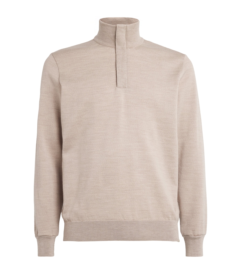 Virgin Wool Half-Zip Sweater 226PINK TINT Image 1