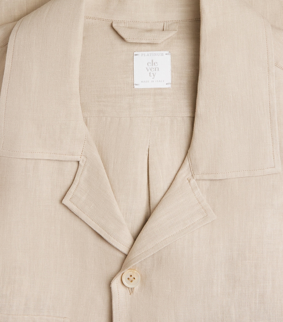 Eleventy Mens Linen Bowling Shirt Sabbia Image 6