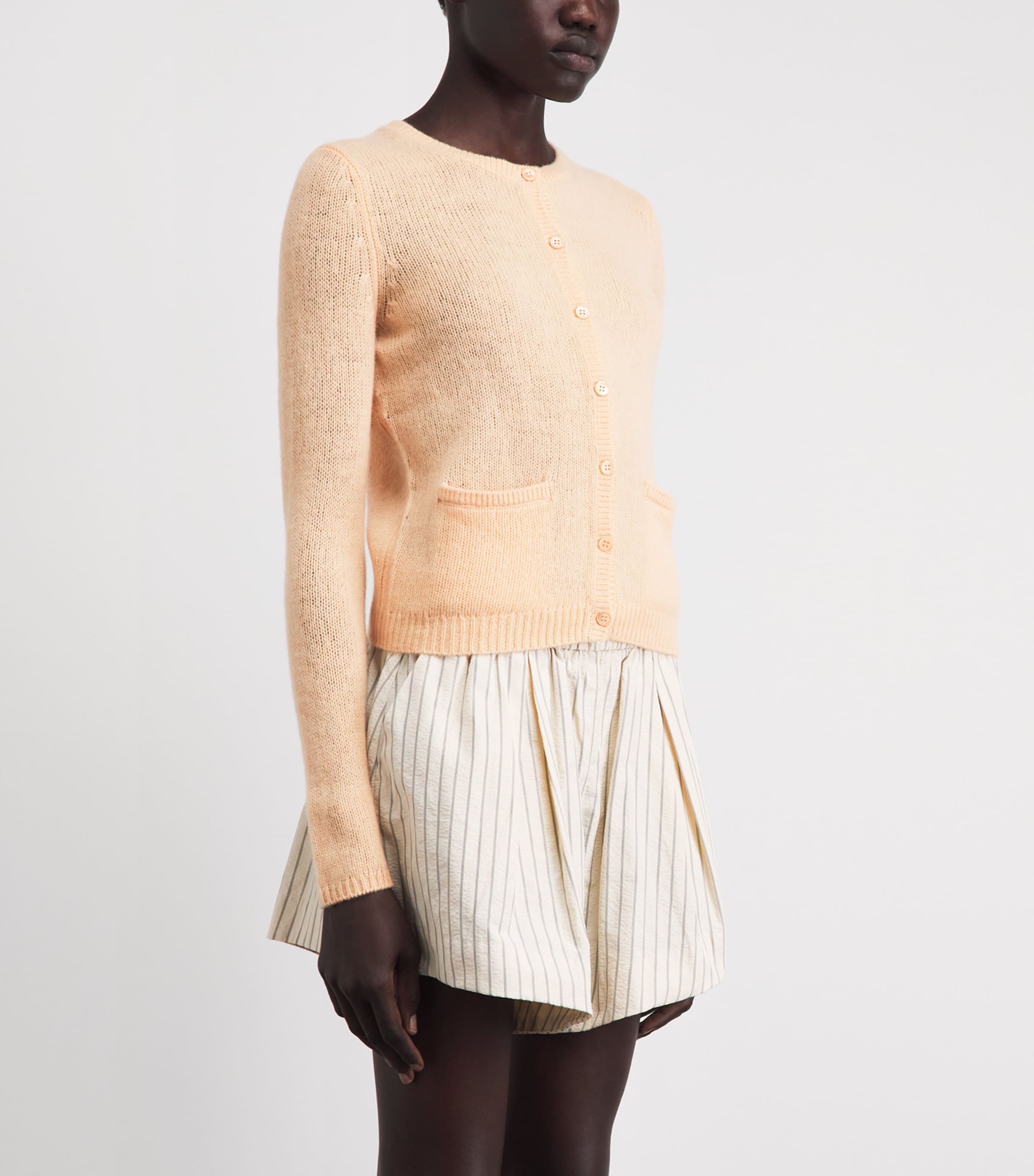 DÔEN Womens Cashmere Thea Cardigan Light Peach Sorbet Image 4