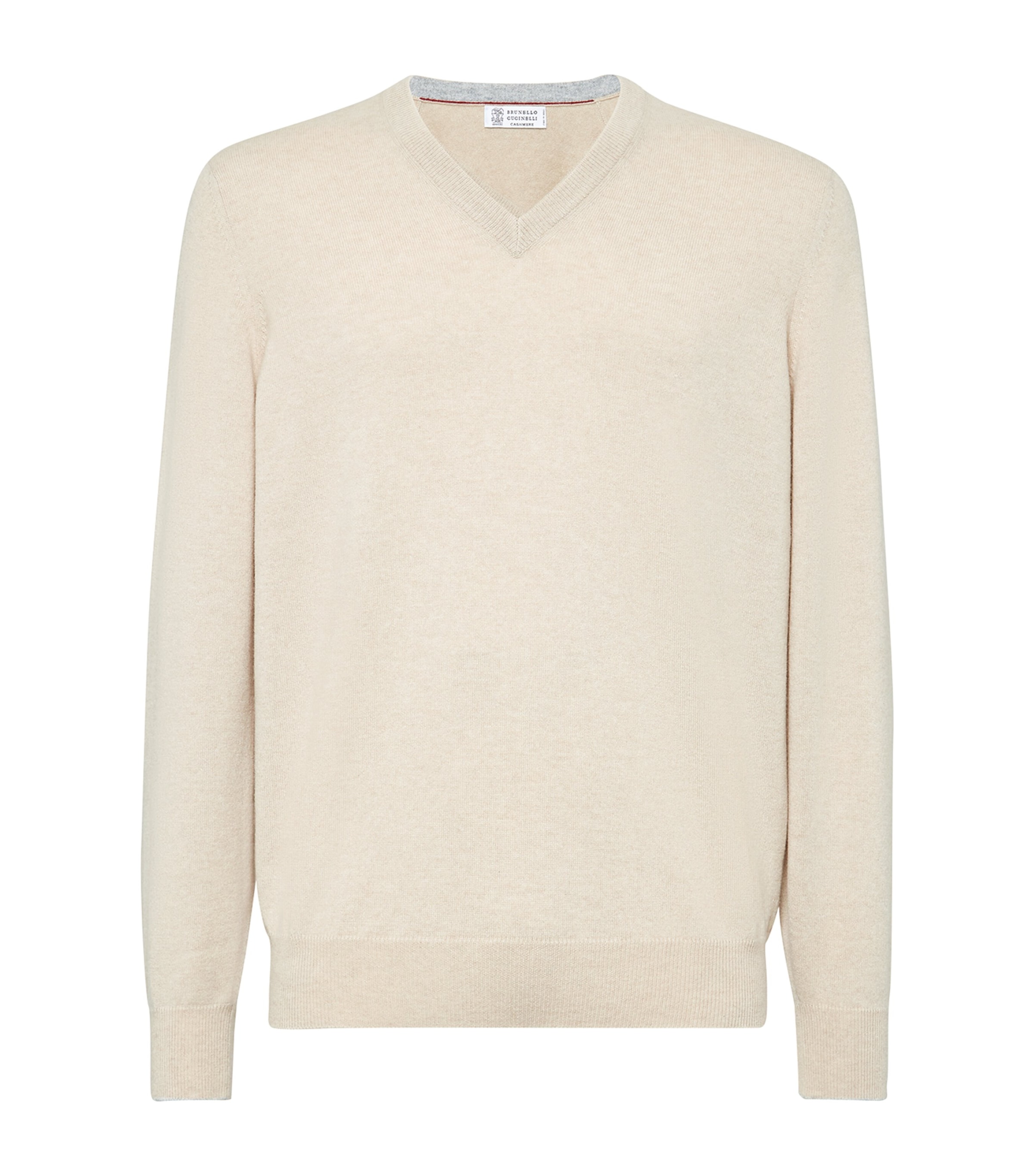 Brunello Cucinelli Cashmere V-neck Sweater In Beige