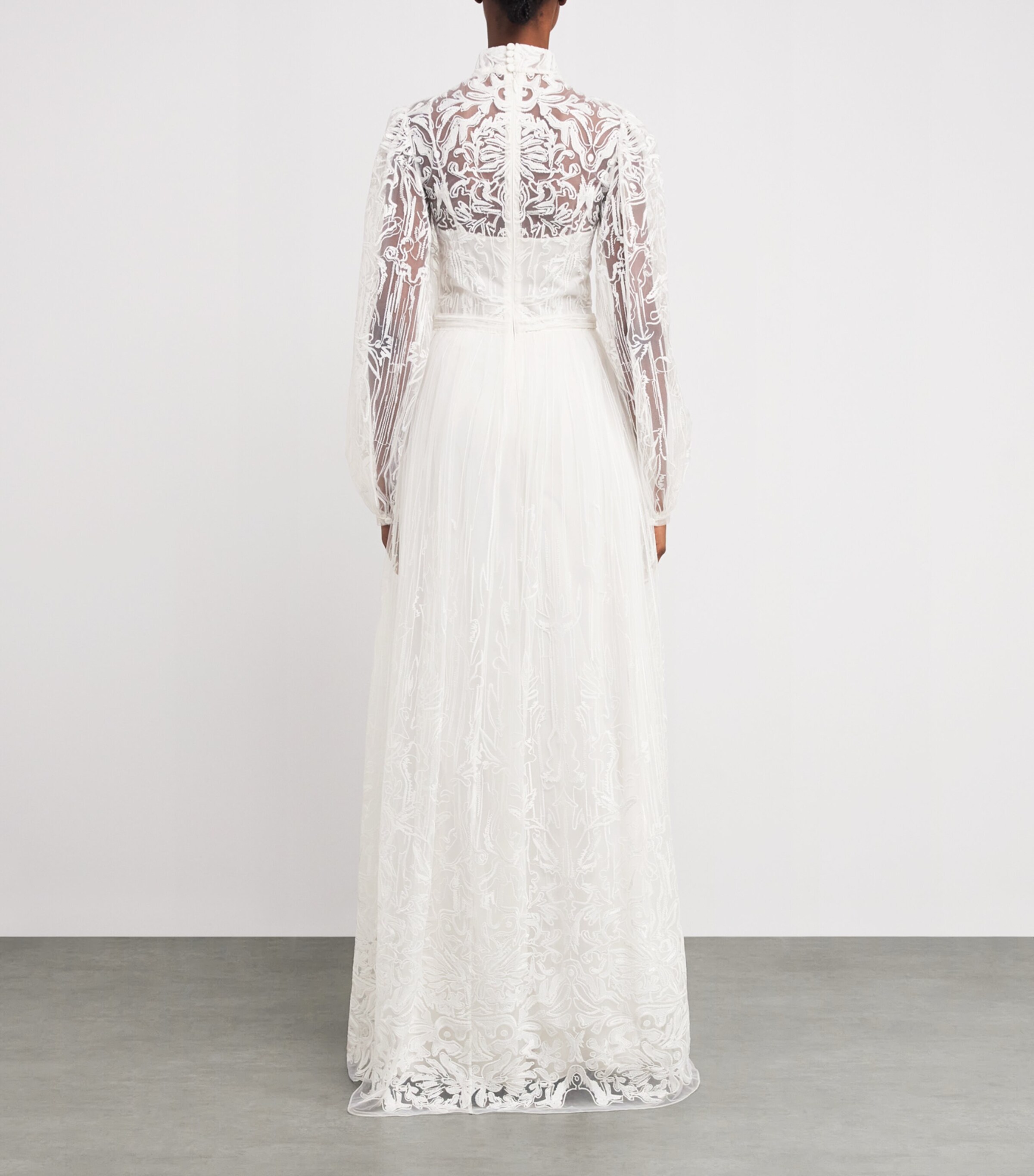 Tulle Embroidered High-Neck Gown 111001 WHTE ALYSSIUM Image 3