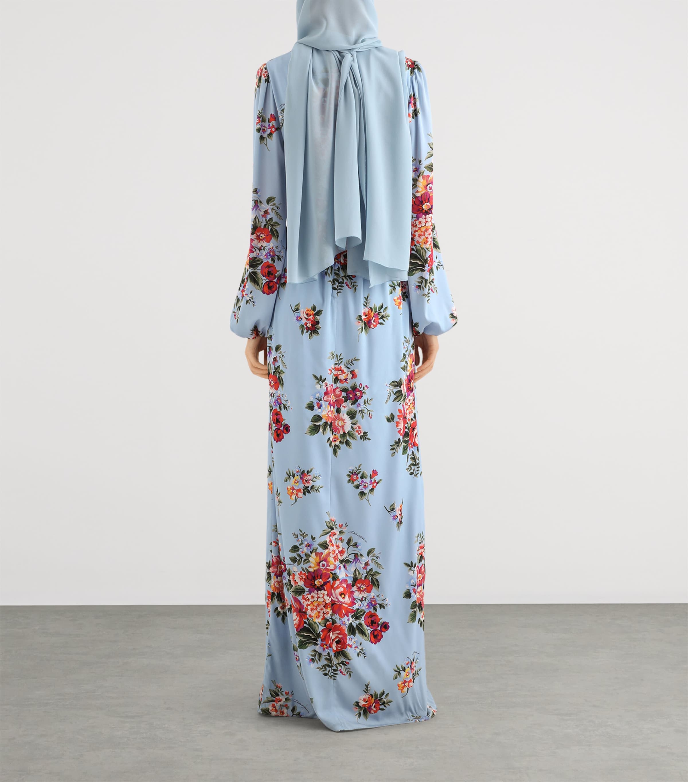 Dolce&Gabbana Womens Silk Bouquet Print Maxi Dress Mazz Image 3