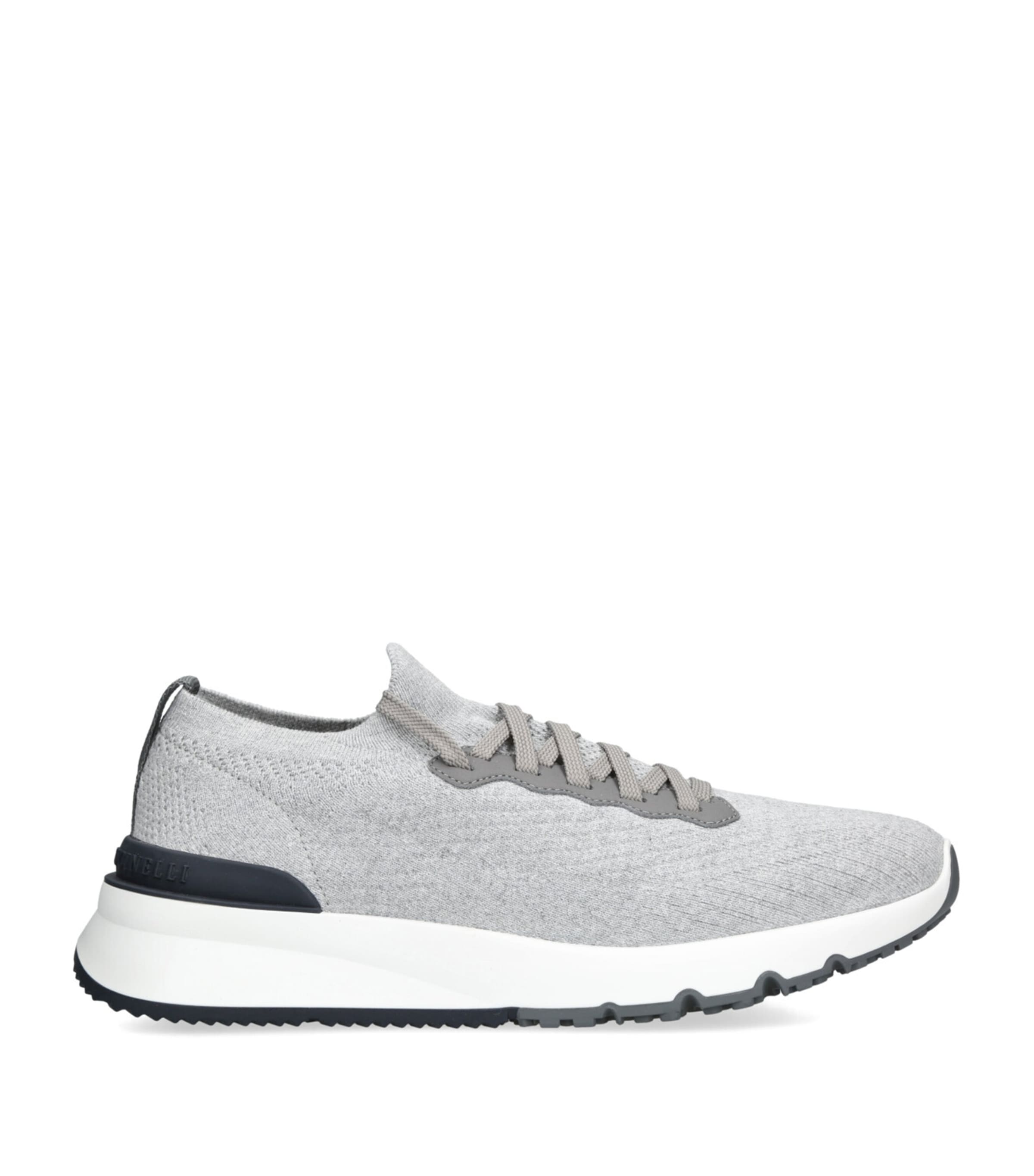 Brunello Cucinelli Knitted Sneakers In Grey