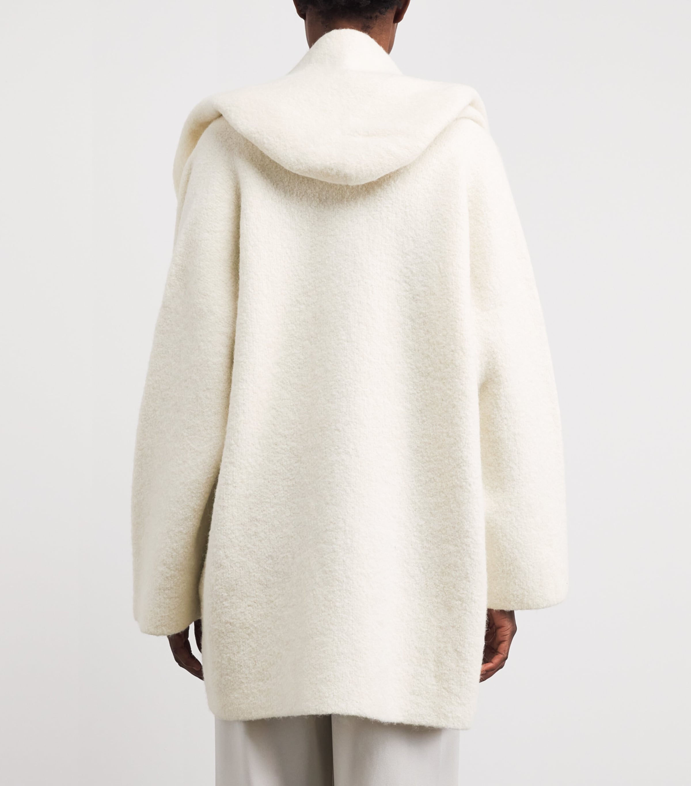 Lauren Manoogian Womens Alpaca-Merino Double-Faced Scarf Coat Raw White Image 5
