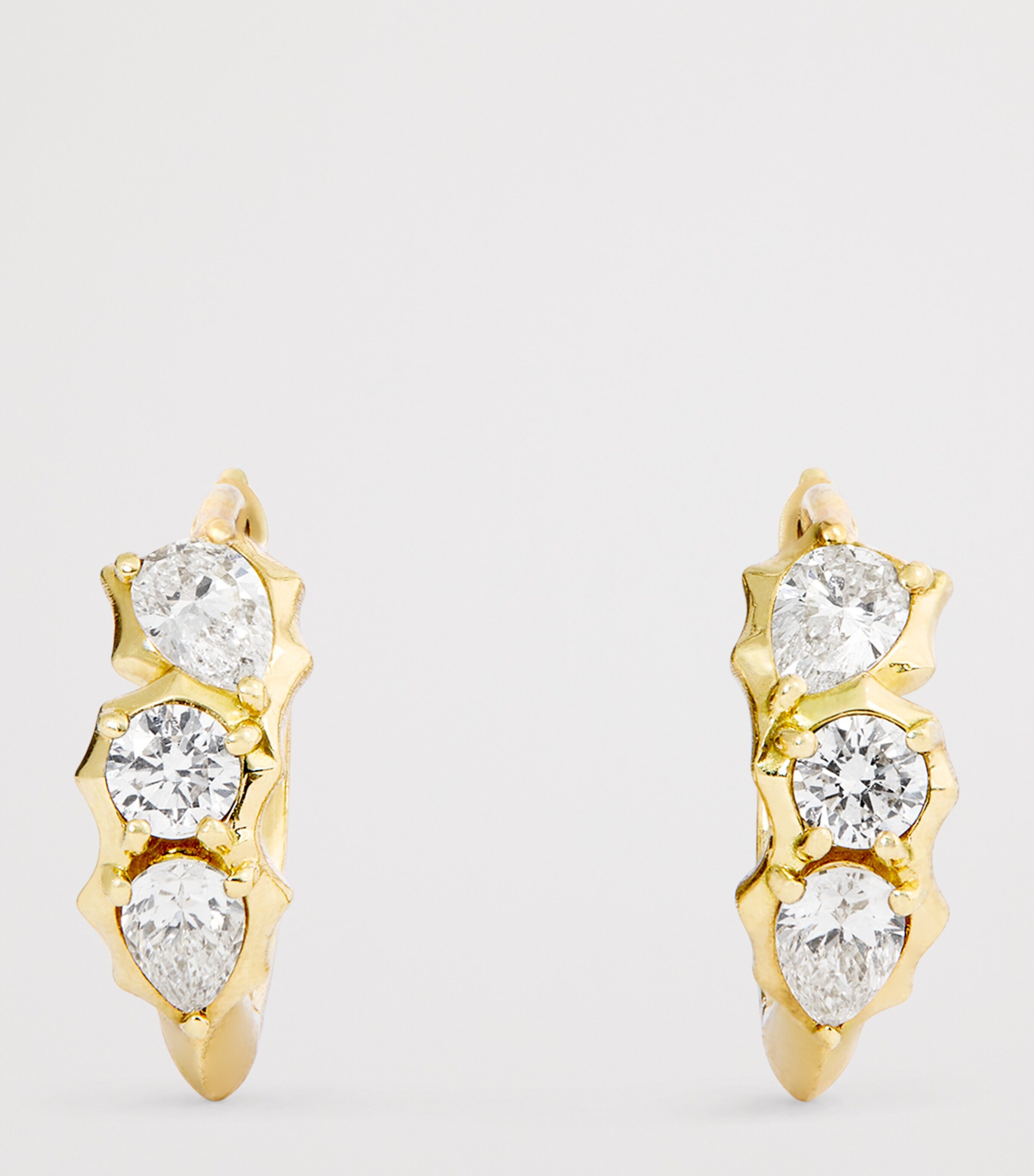 Jade Trau Mini Yellow Gold and Diamond Catherine Huggie Earrings Yellow Gold Image 3
