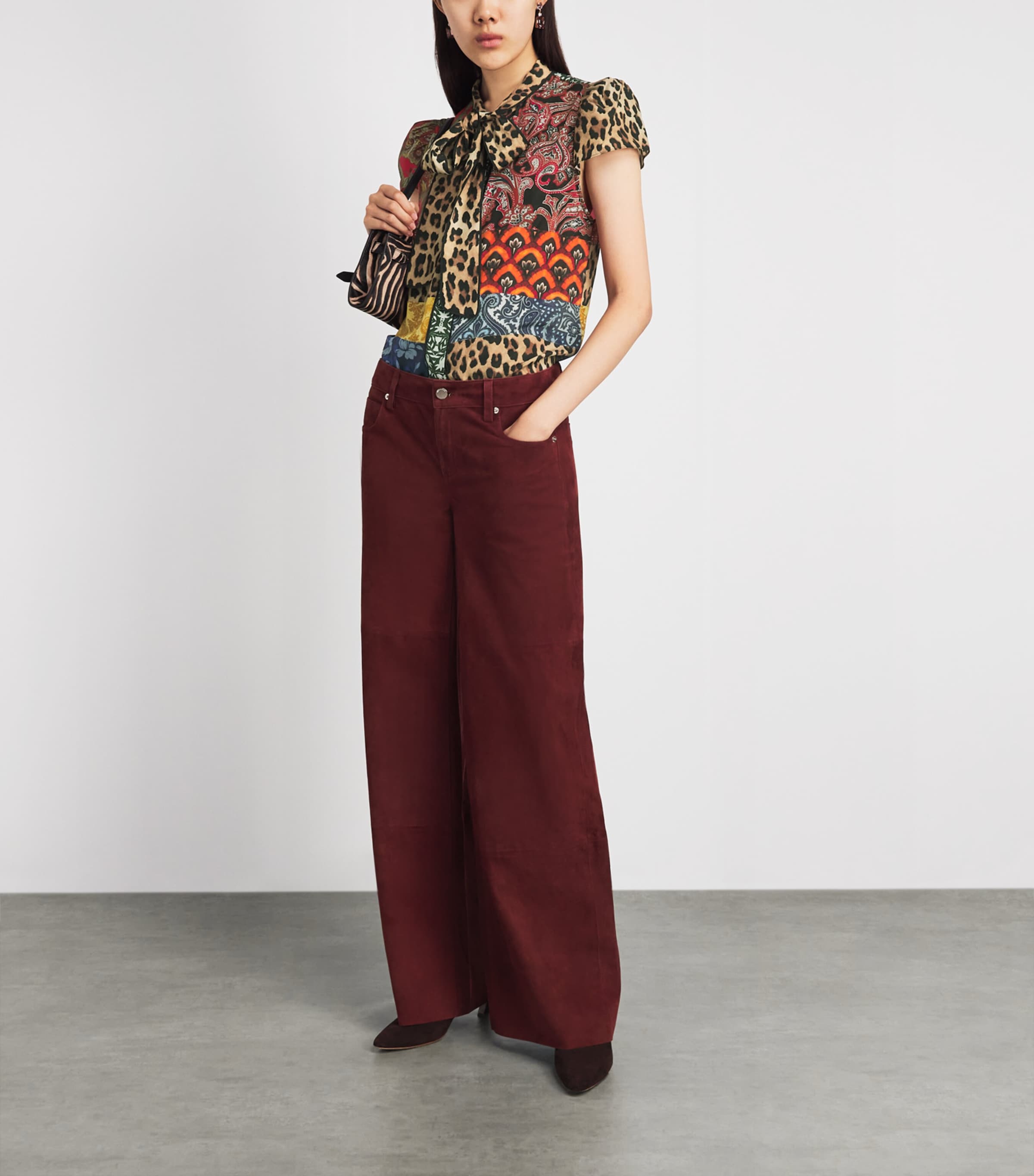 Alice+Olivia Womens Silk Printed Jeannie Blouse Off The Grid Sm Image 2