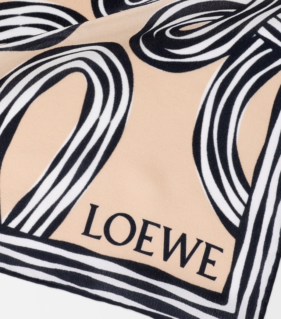 LOEWE x Paula's Ibiza Silk Anagram Print Scarf Beige/black Image 2