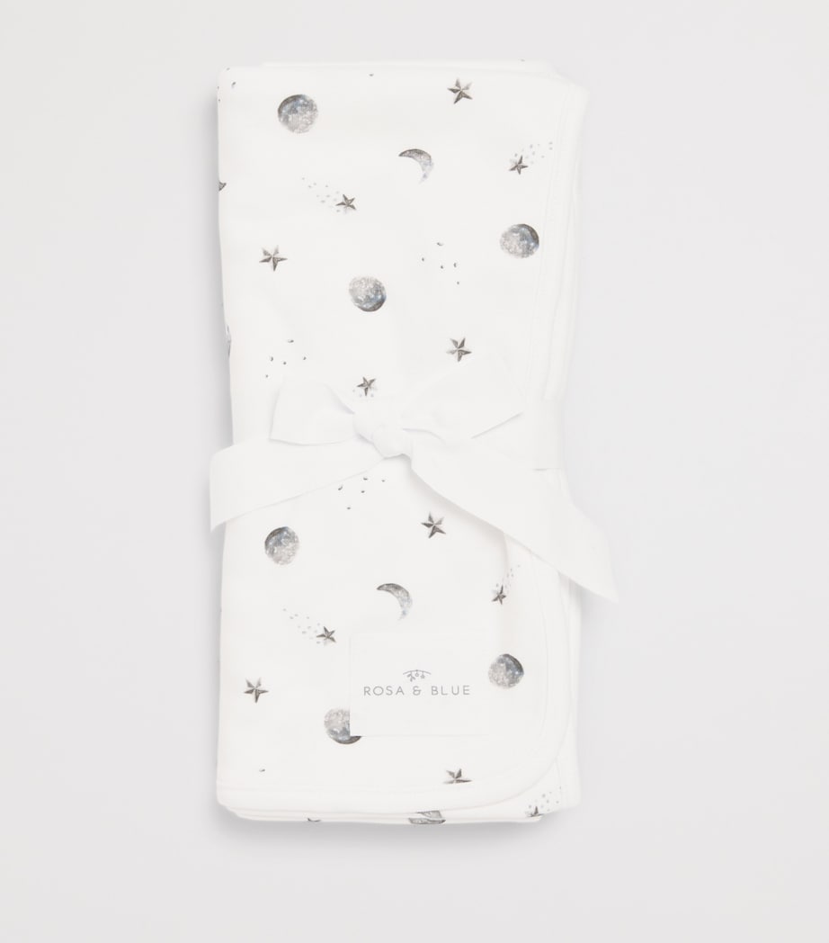 Rosa & Blue Starlit Moon Blanket White Image 3
