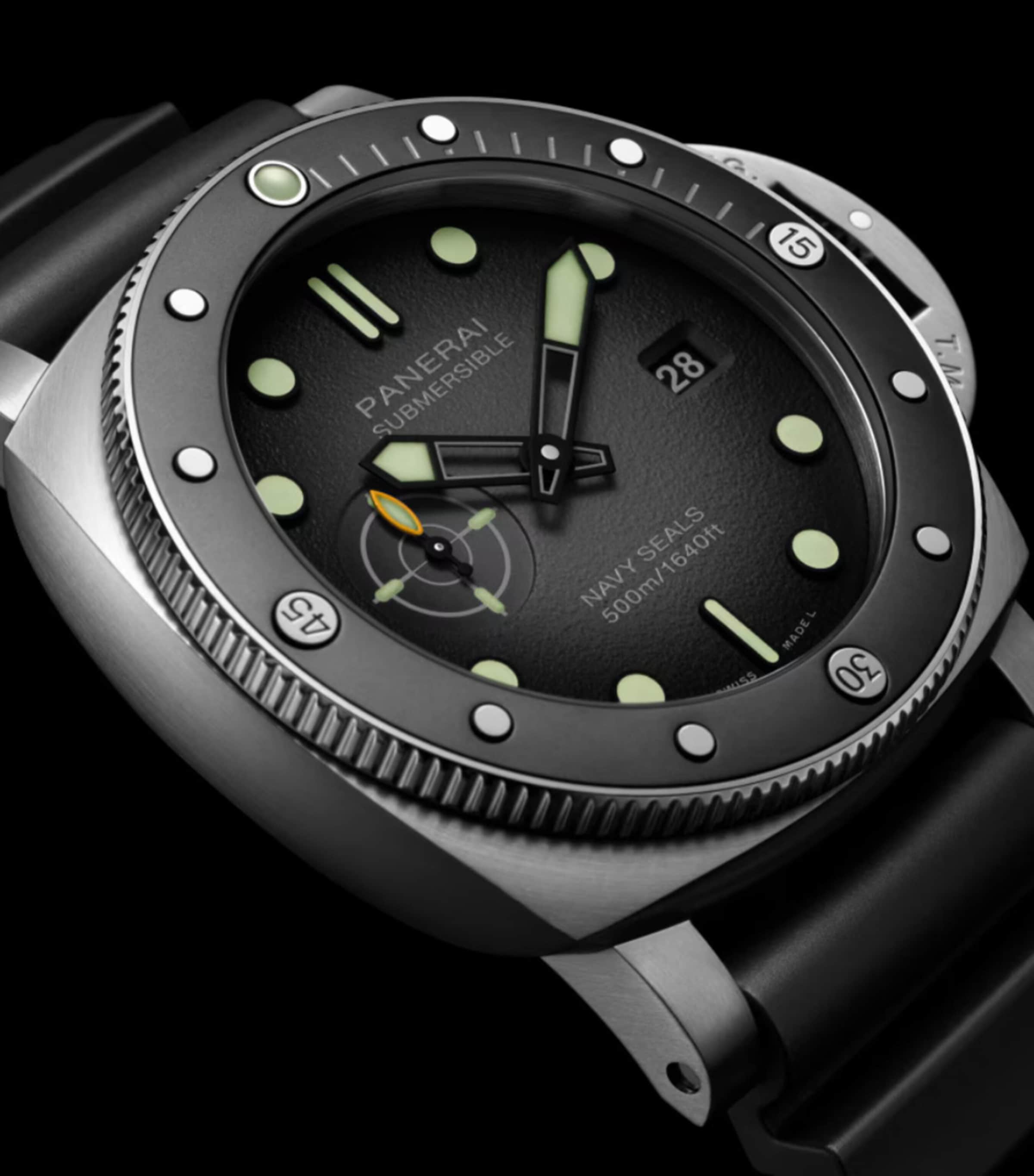 Panerai Stainless Steel Submersible Navy Seals Watch 44mm Black Image 4