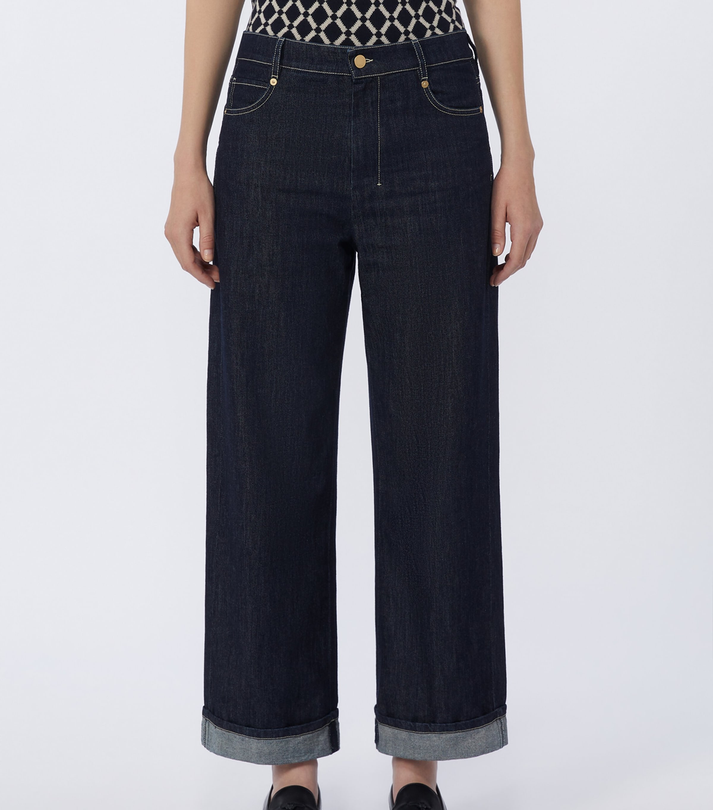 Max Mara Womens Turn-Up-Hem Wide-Leg Jeans Ultramarine Image 3