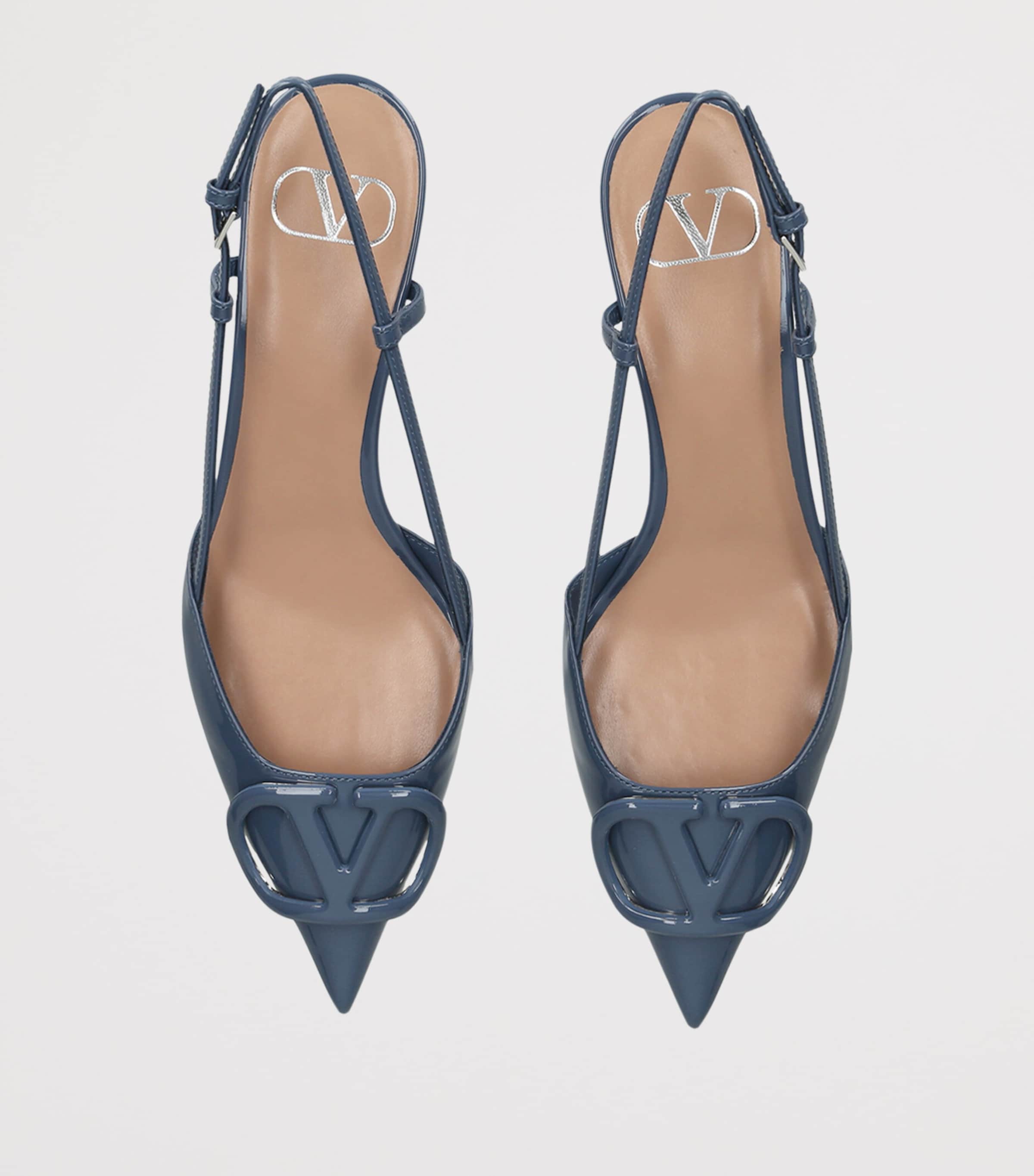 Valentino Garavani Leather VLogo Slingback Pumps 40 Blue Image 3