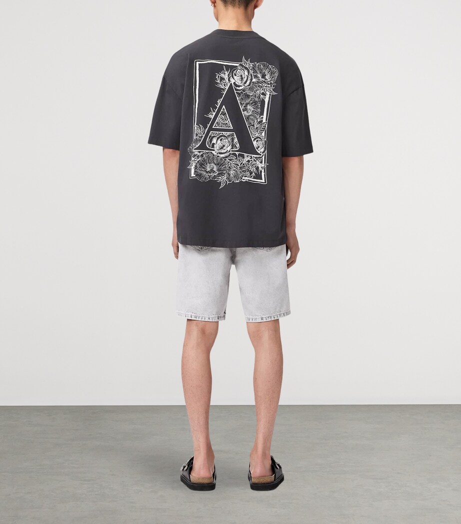 AllSaints Mens Lenny Straight Denim Shorts Bleached Grey Image 4