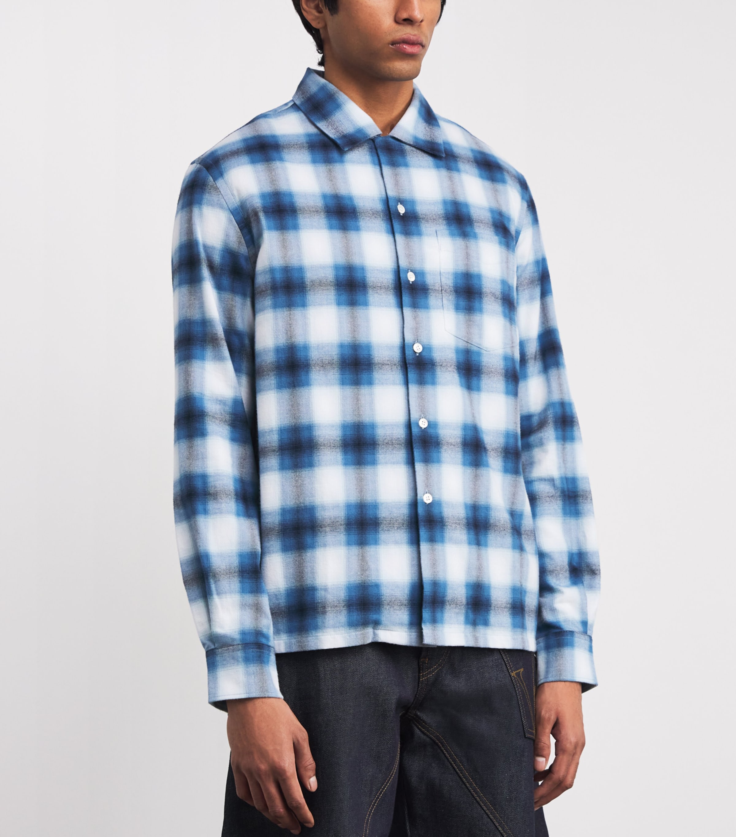 Brushed Gradient-Check Overshirt AIRFORCE BLUE  842 Image 3