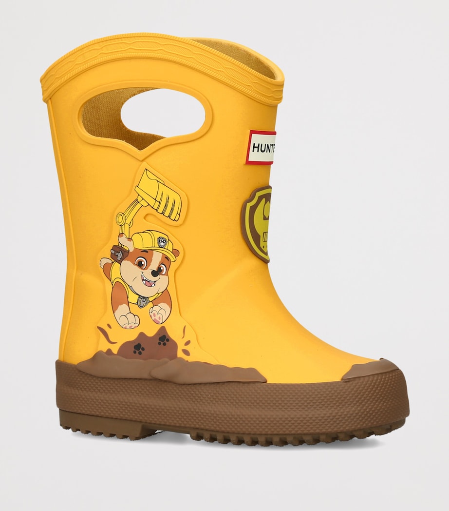 Hunter Kids x Paw Patrol Rubble Wellington Boots Yellow Image 2