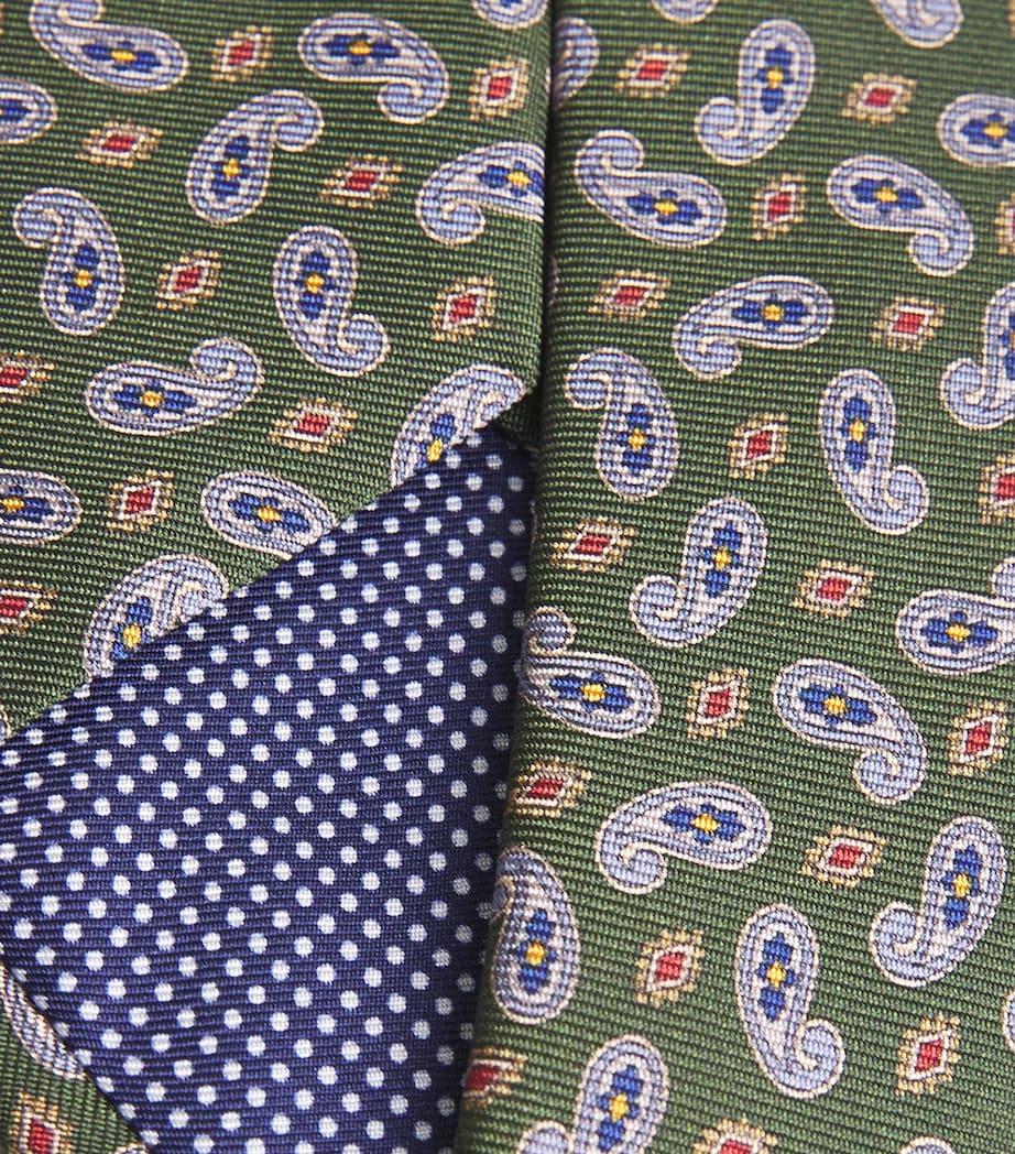 Silk Paisley Tie DARK GREEN Image 4