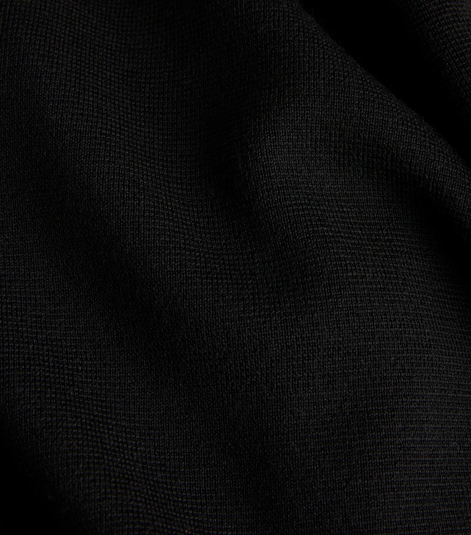 Wool Zip-Up Cardigan BLACK Image 5