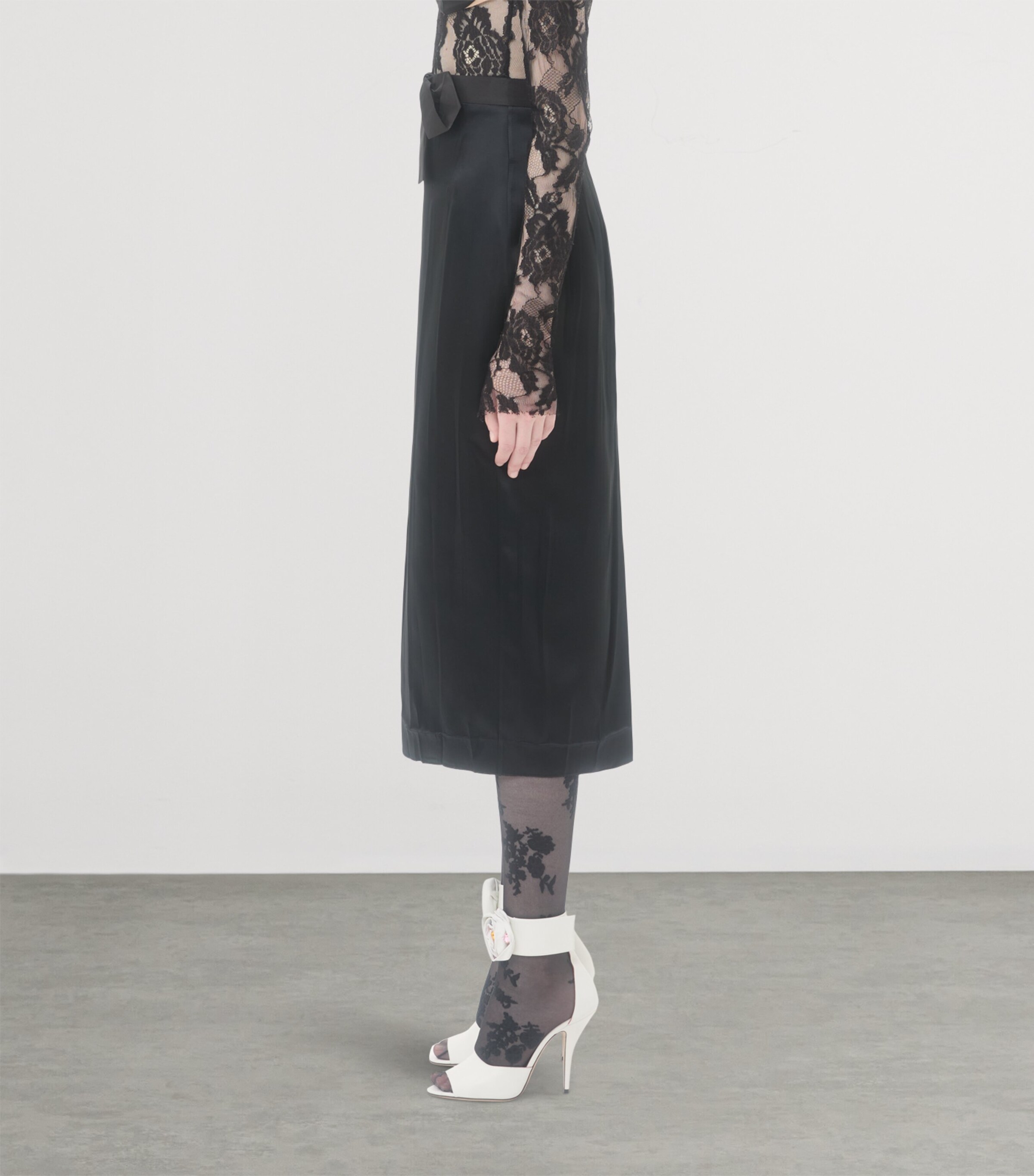 Satin Bow-Detail Midi Skirt 0NO Image 2