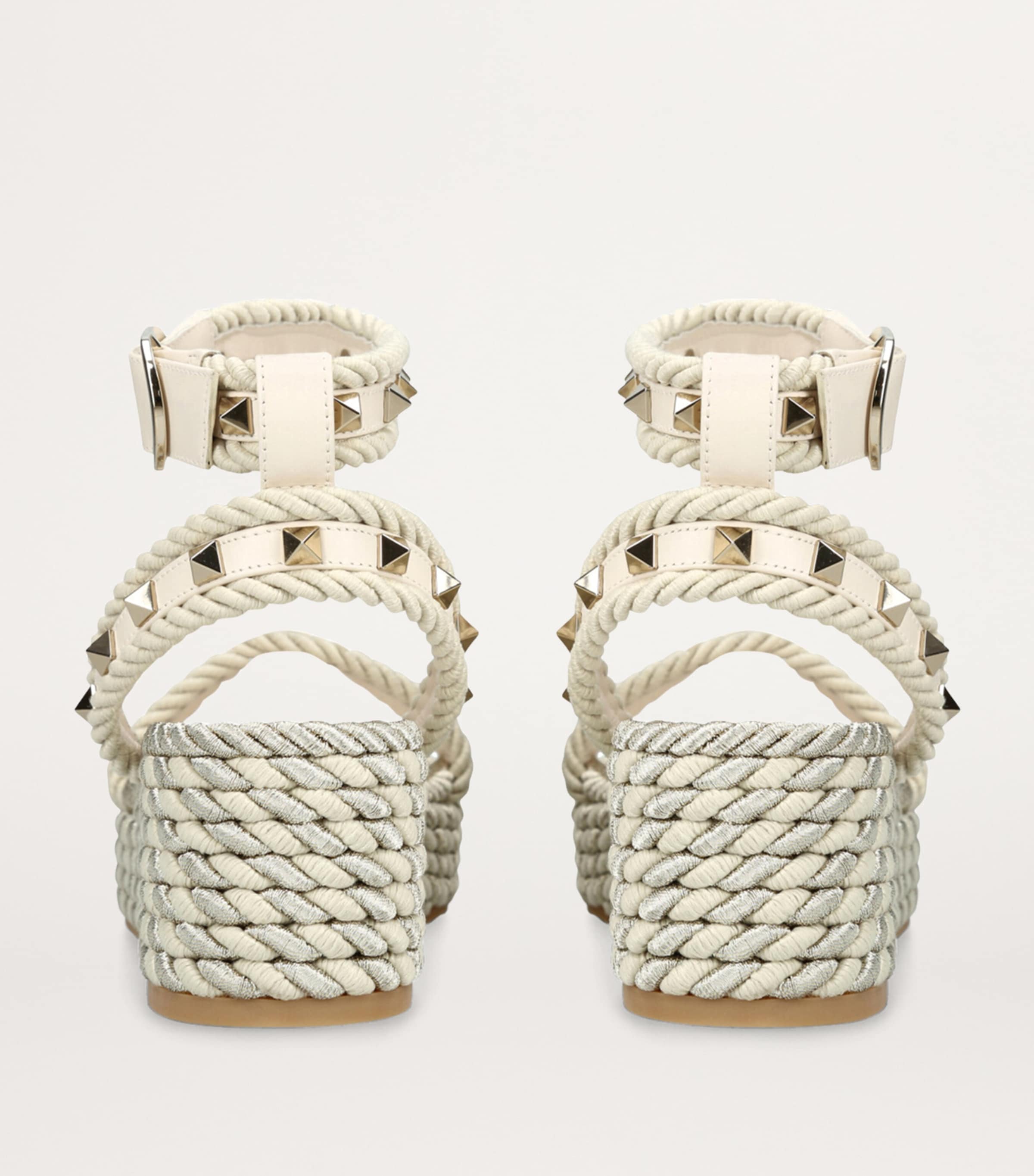 Leather Rockstud Espadrille Sandals 45 WINTER WHT Image 2