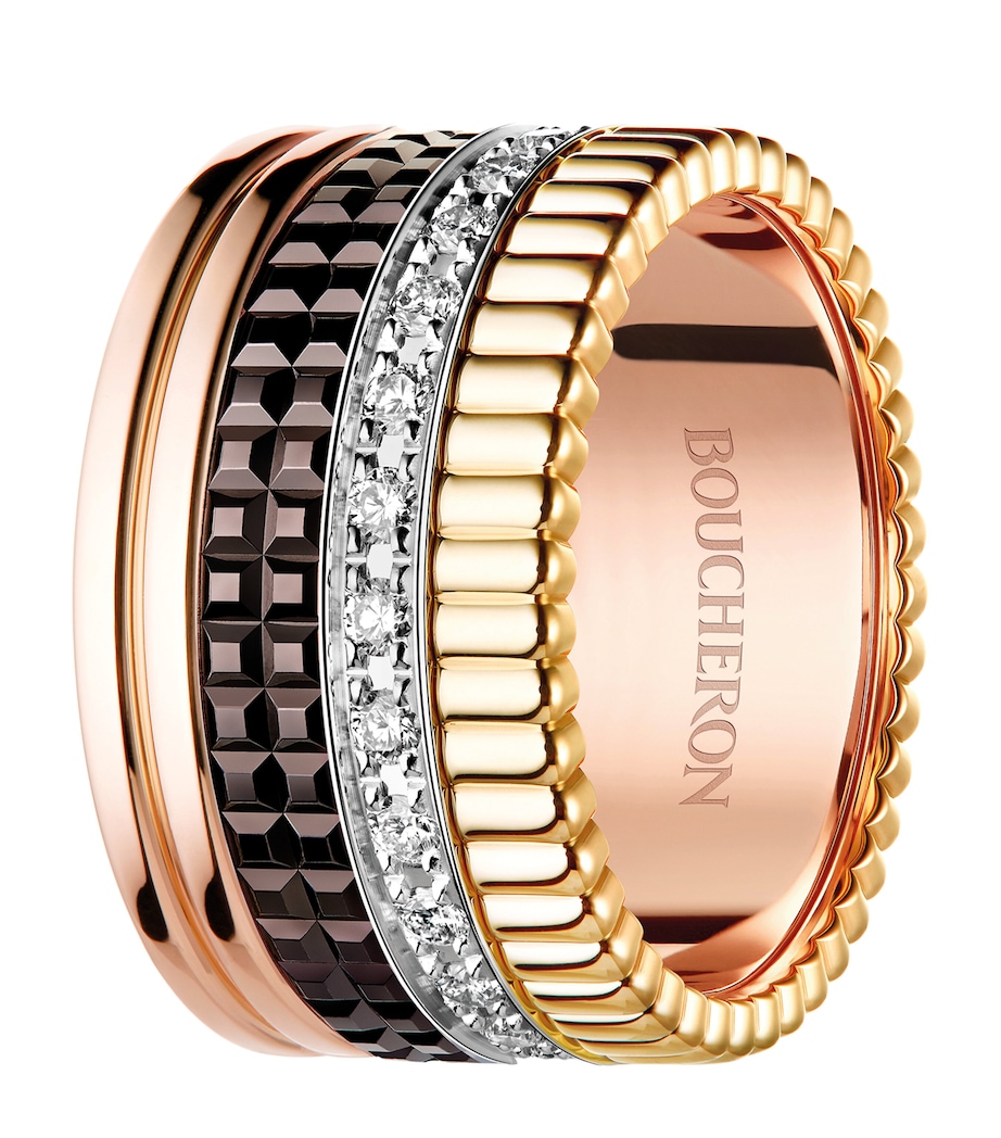 Large Mixed Gold and Diamond Quatre Classique Ring NO COLOUR Image 2