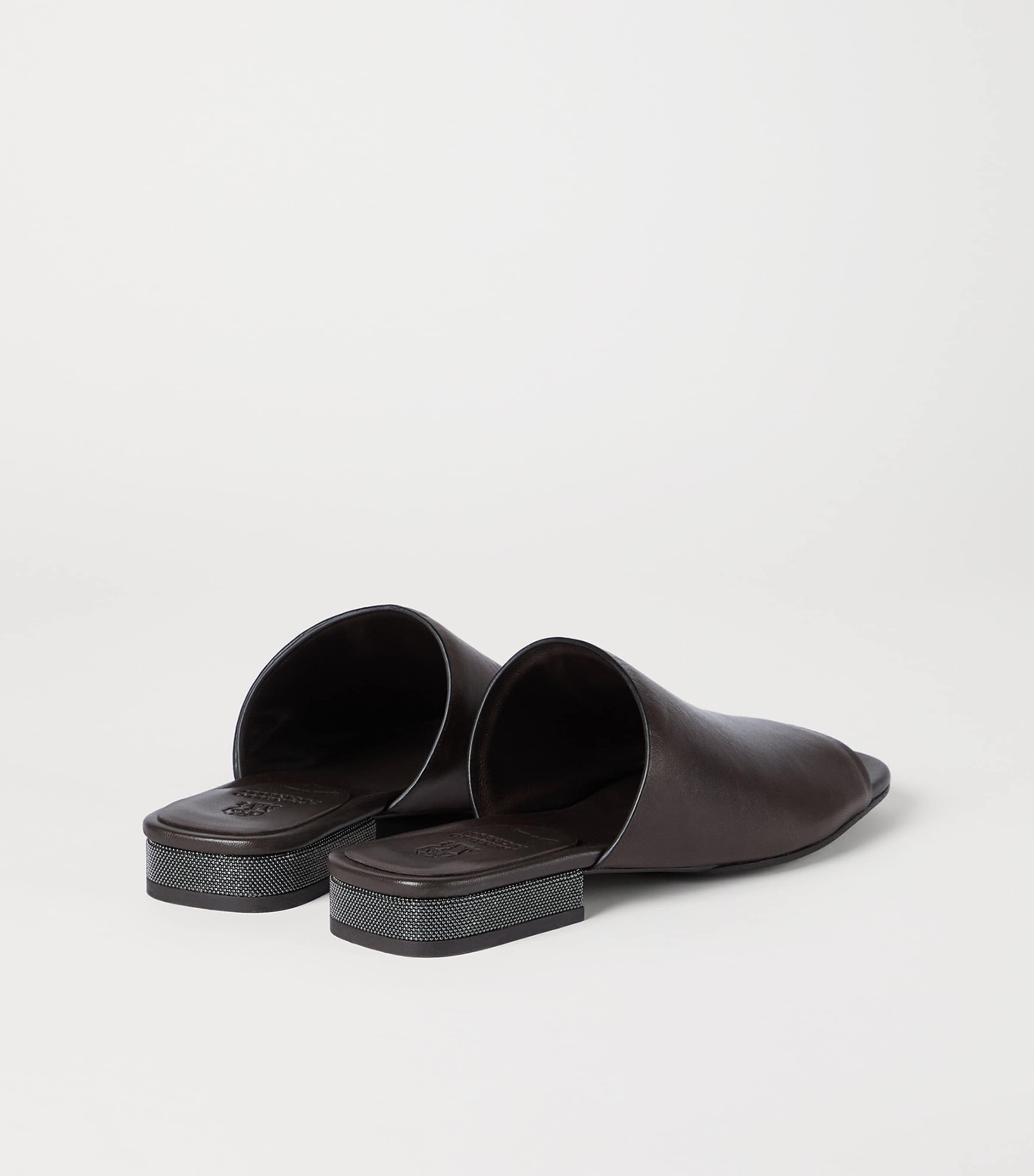 Brunello Cucinelli Leather Monili-Trim Slippers Image 4