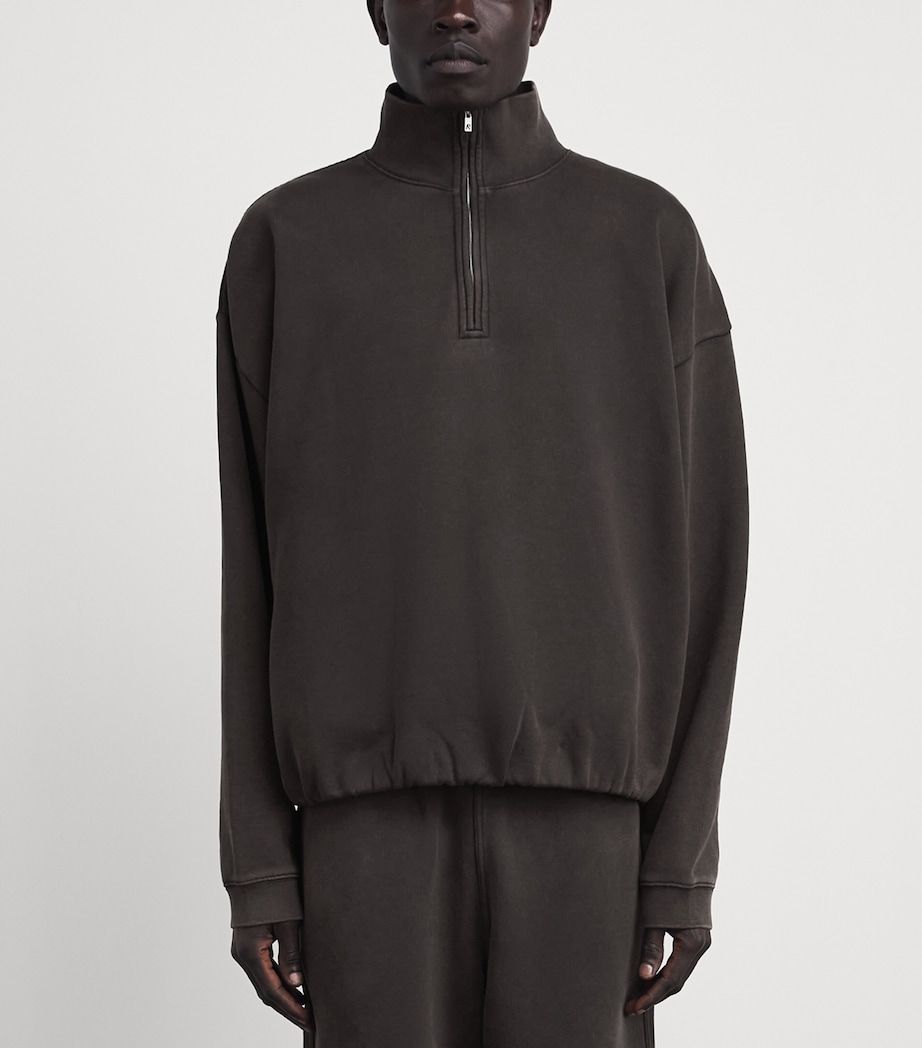 Represent Mens Cotton Initial Quarter-Zip Sweatshirt Coffee Image 4