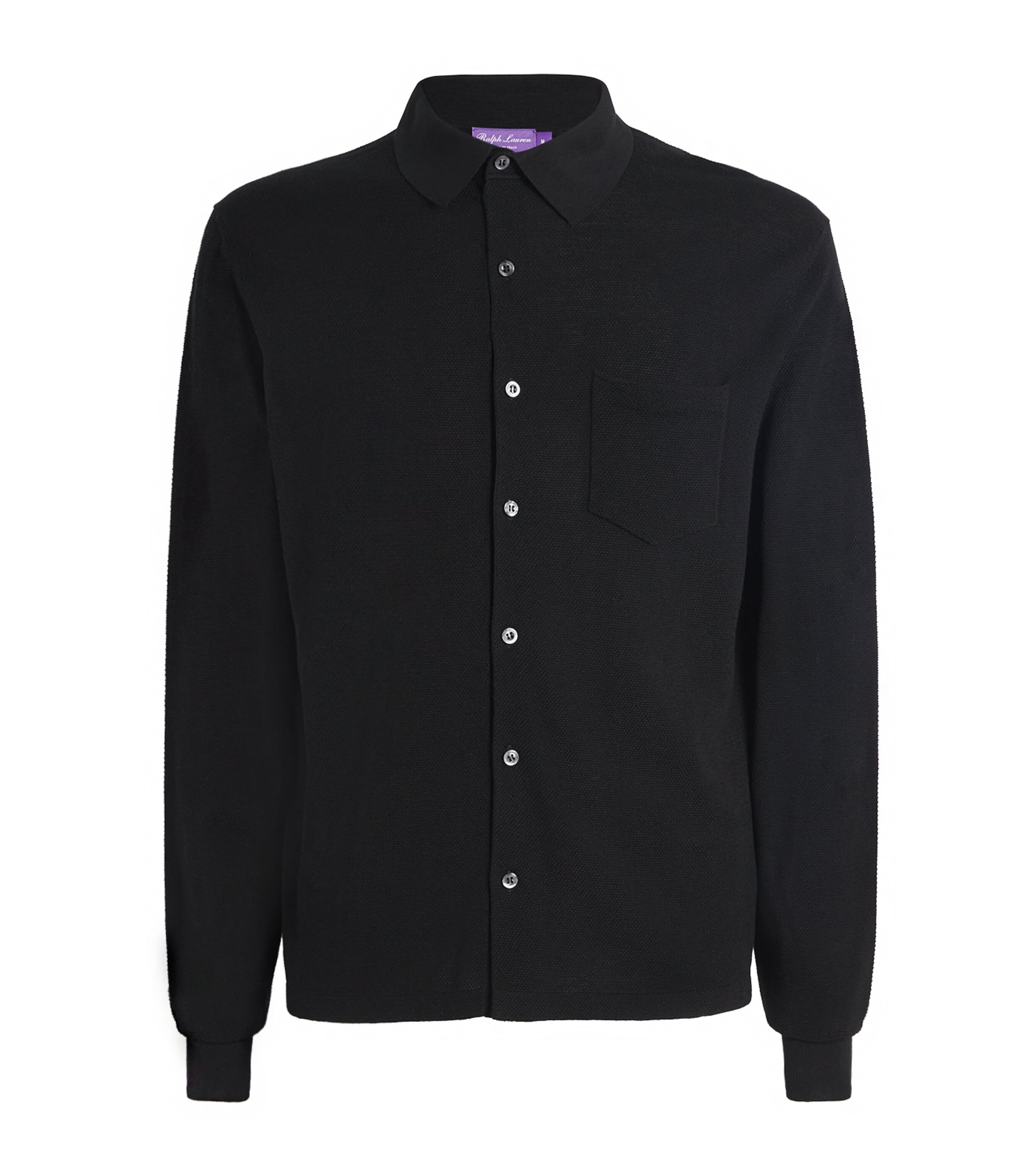 Ralph Lauren Purple Label Mens Silk-Cotton Cardigan Classic Black Image 1