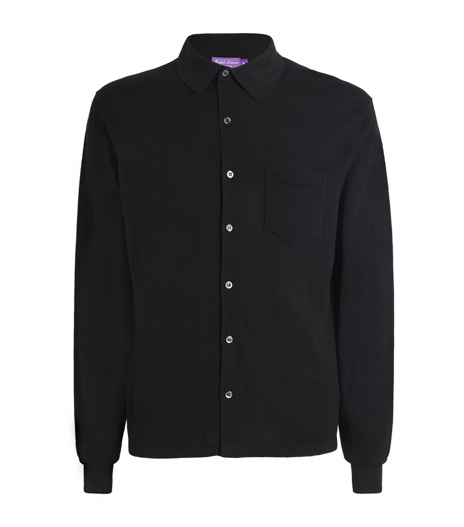 Ralph Lauren Purple Label Mens Silk-Cotton Cardigan Classic Black Image 1