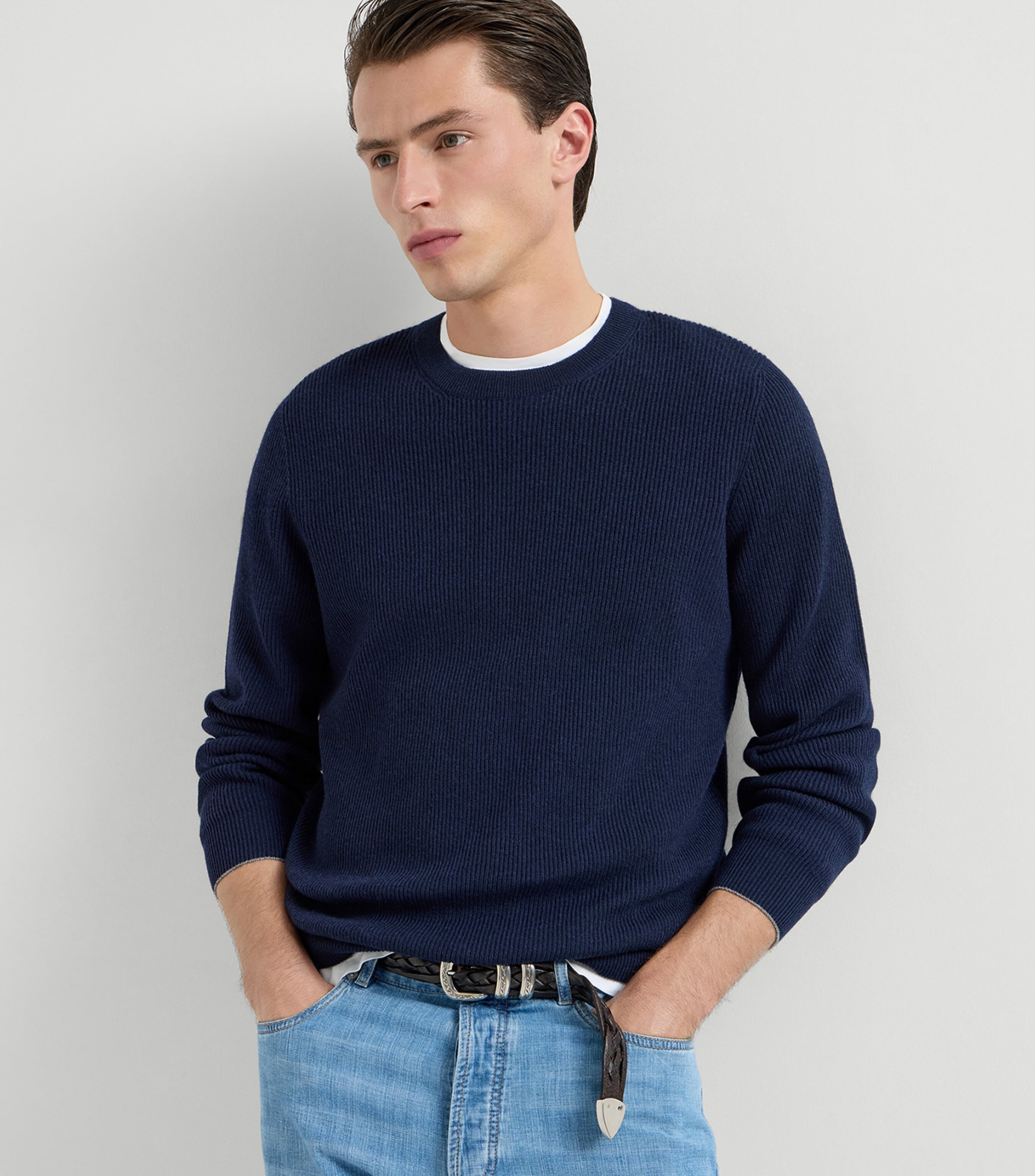 Brunello Cucinelli Mens Cashmere Ribbed Sweater Image 4