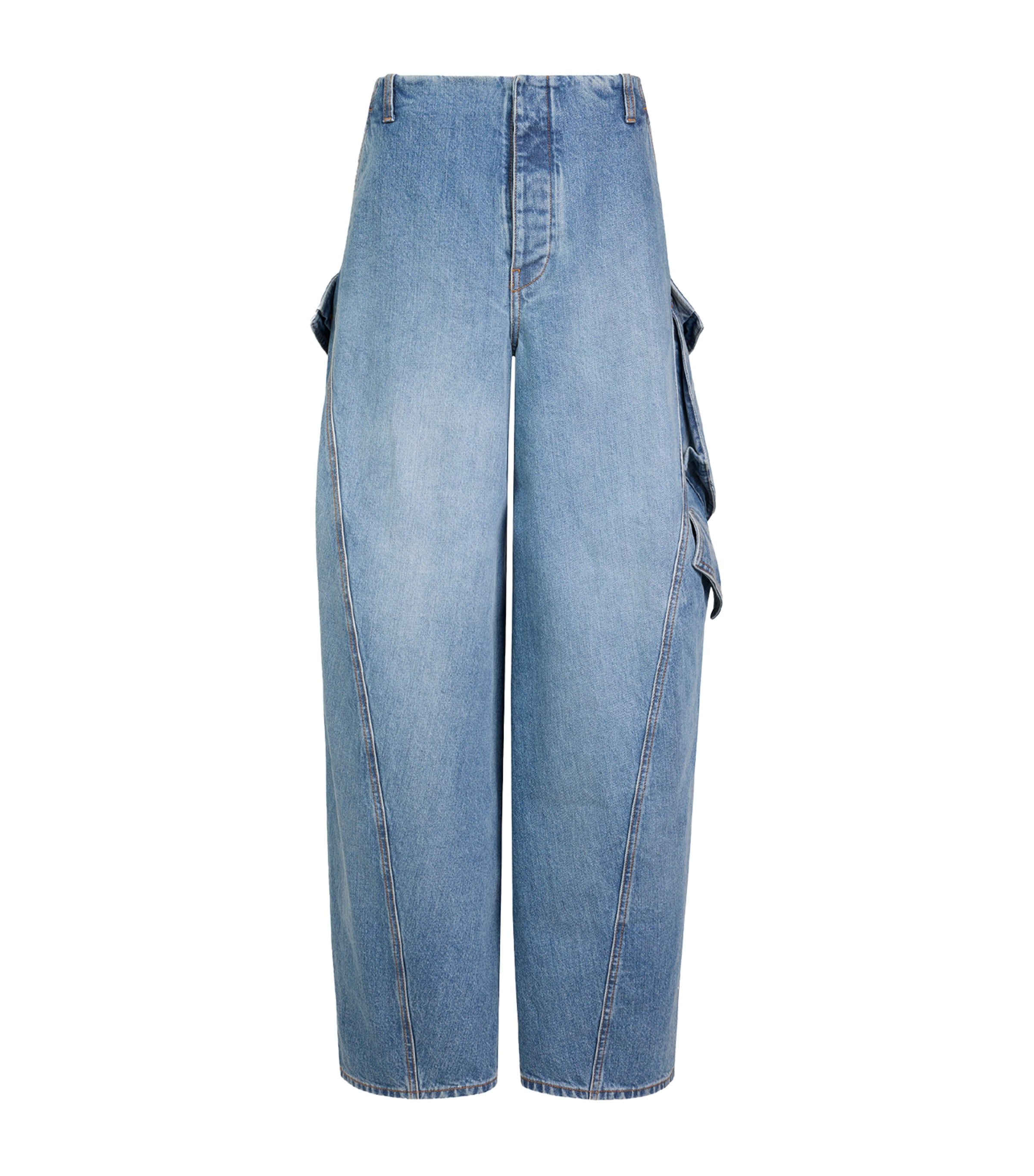 Alaïa Womens Cargo Relaxed Jeans Faded Blue Image 1