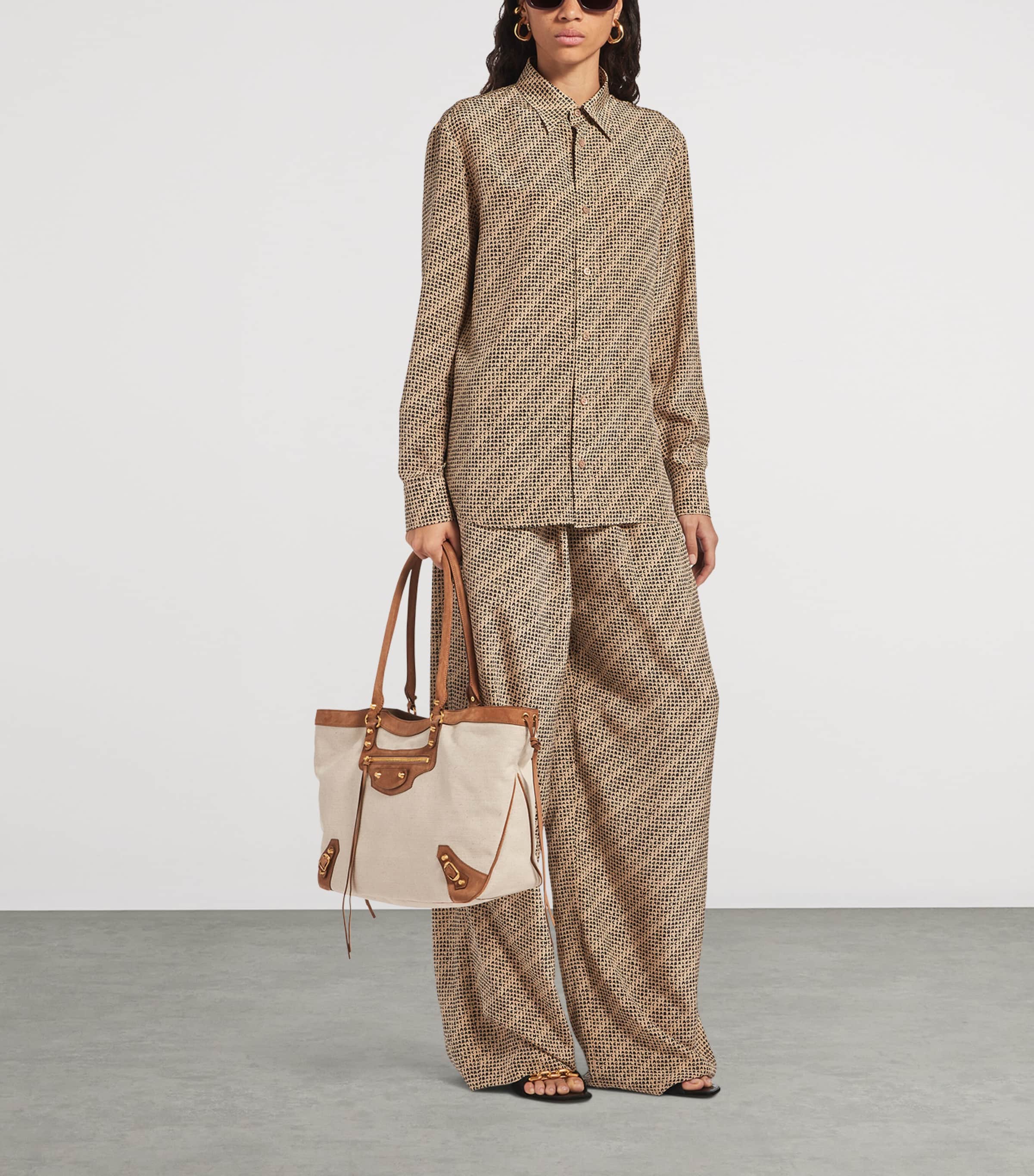 Balenciaga Womens Silk Logo Print Shirt Image 2