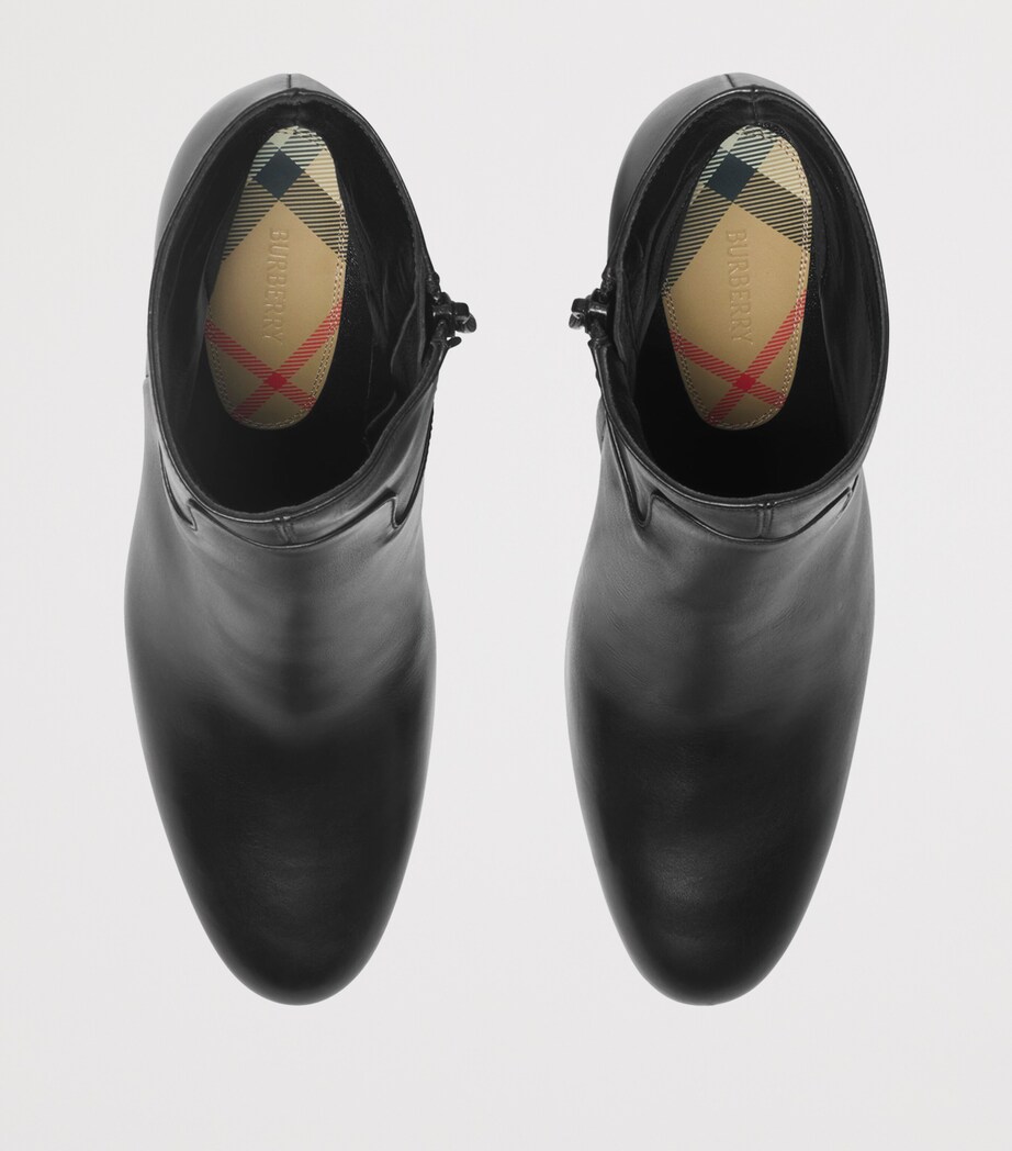 Leather Trinket Heeled Boots 90 BLACK Image 6