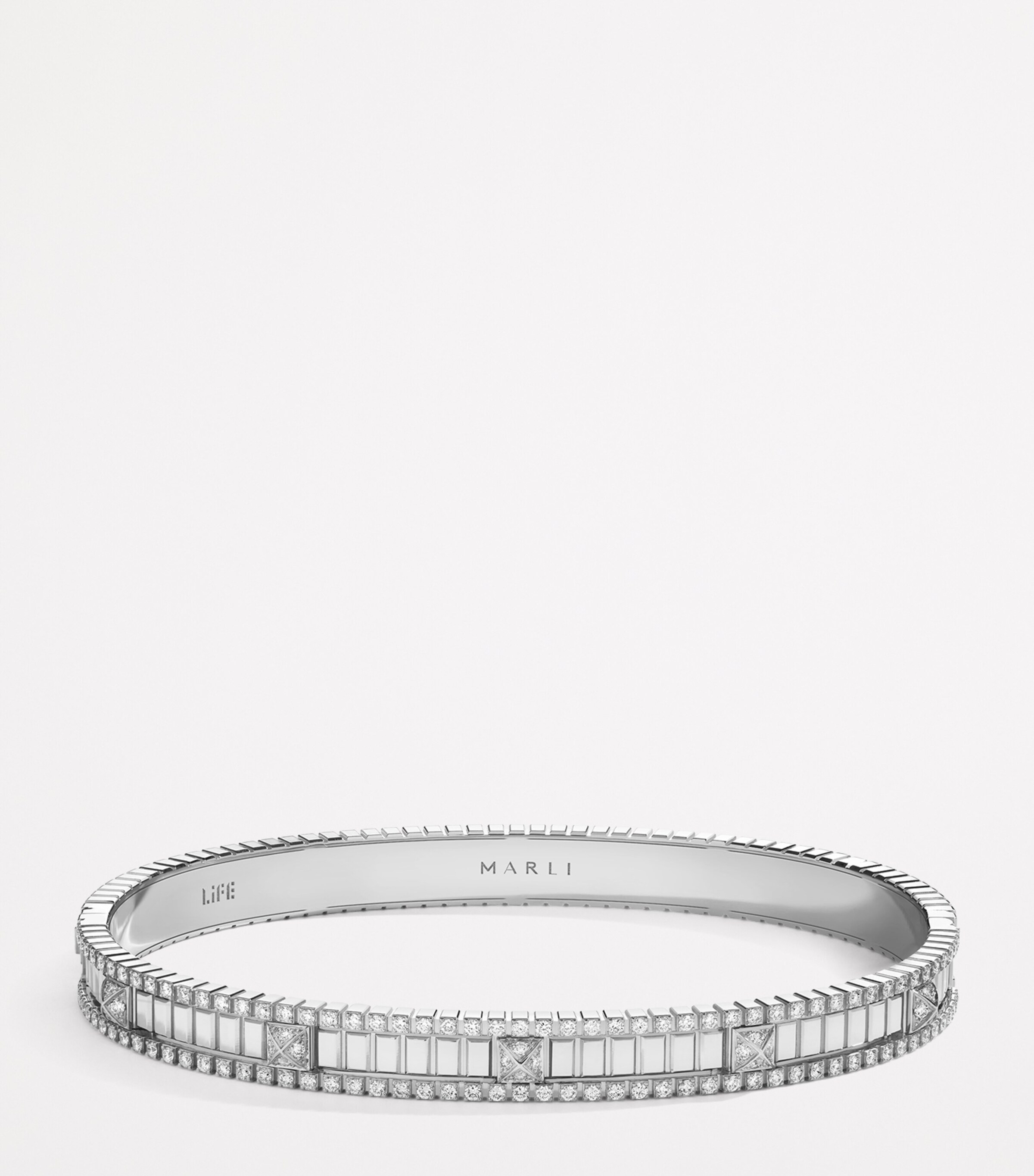 White Gold and Diamond Life Bangle WHITE GOLD Image 2