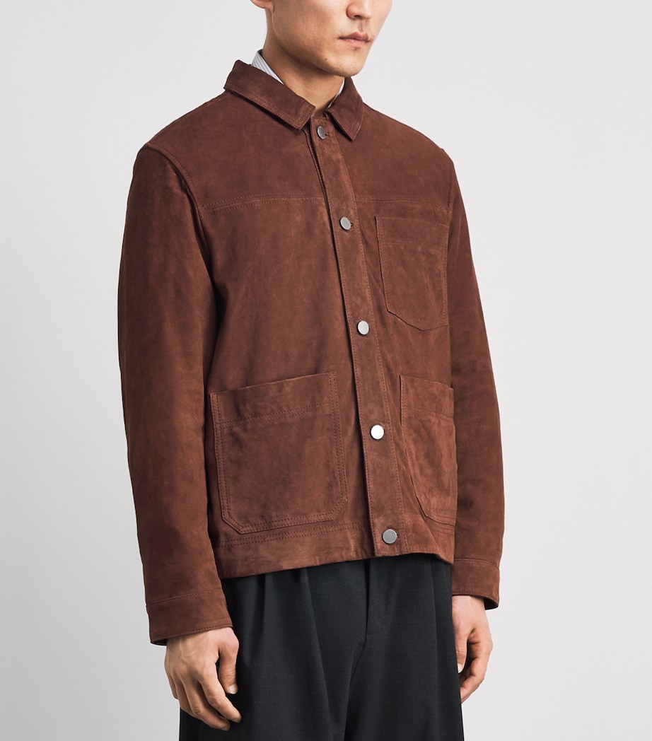 Wax London Mens Suede Robin Chore Jacket Brown Image 4