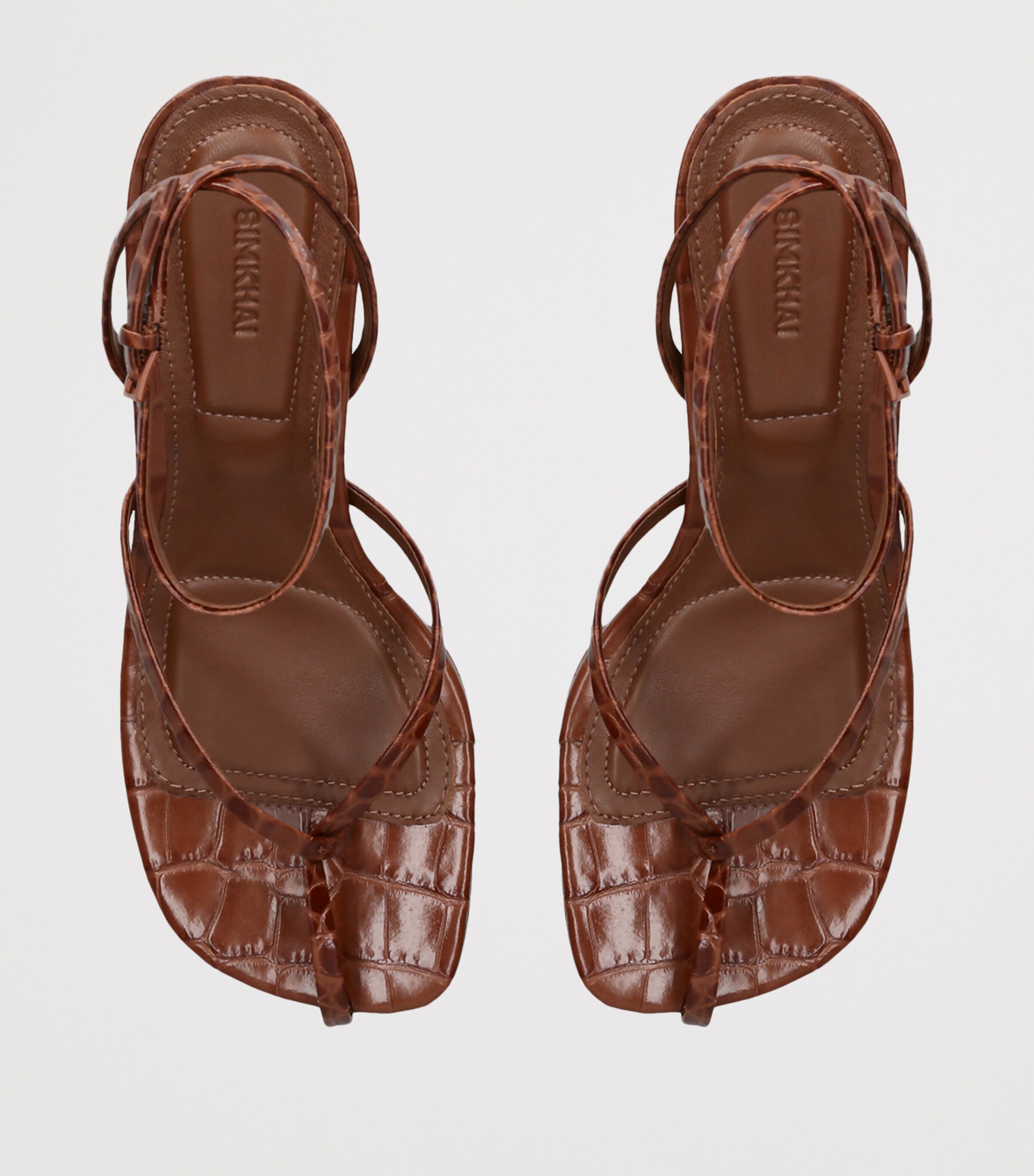 Simkhai Croc-Embossed Leather Kelsey Heeled Sandals 75 Tan Image 3