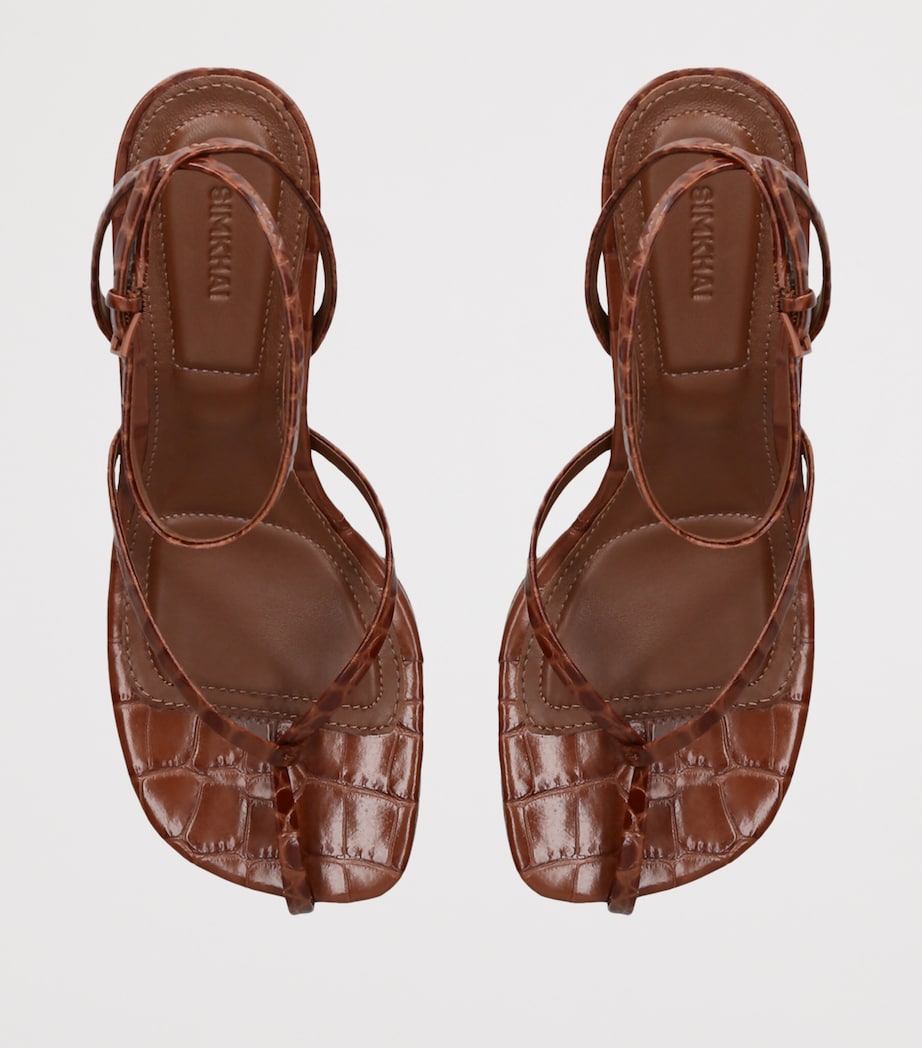 Simkhai Croc-Embossed Leather Kelsey Heeled Sandals 75 Tan Image 3