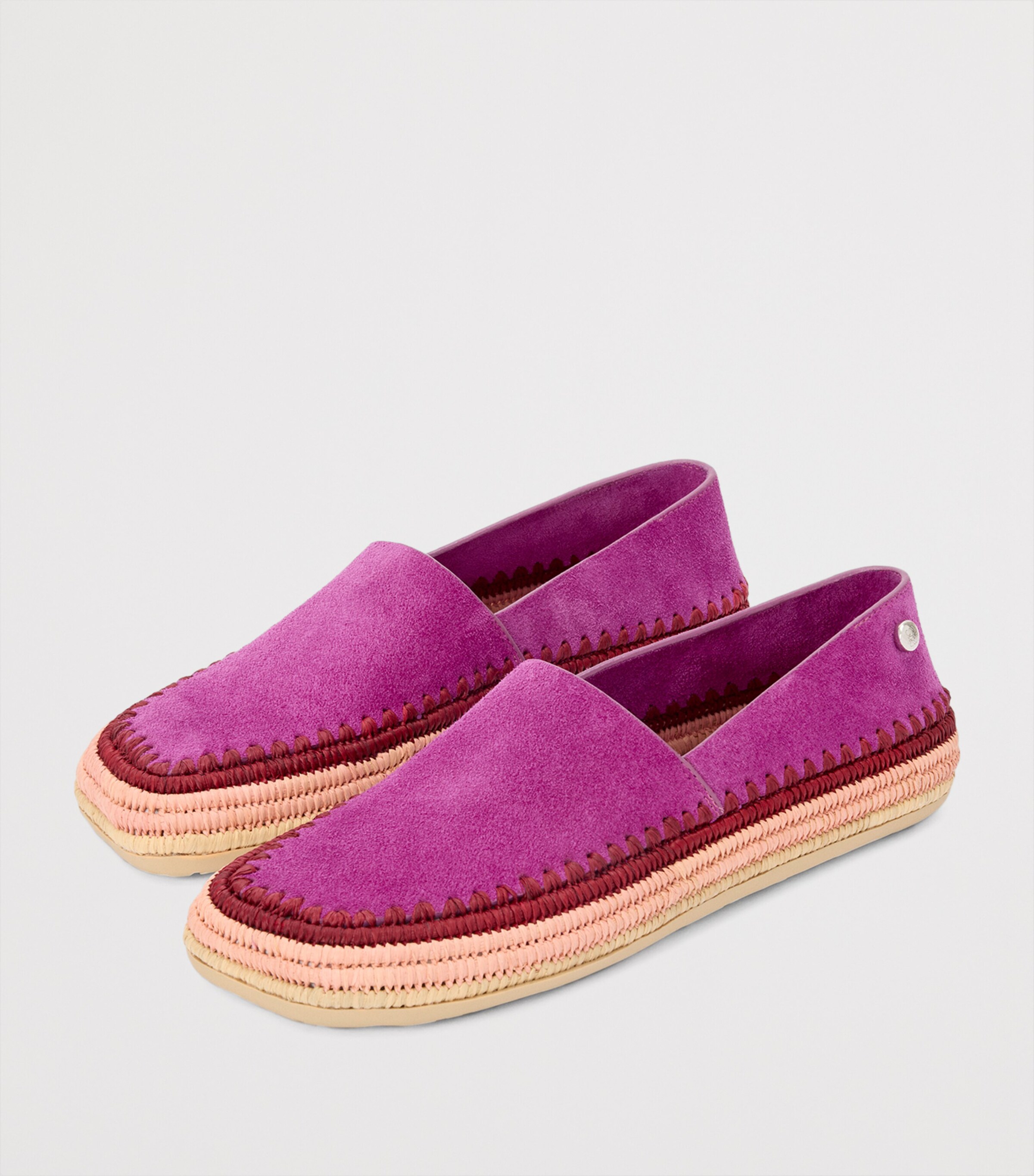 LOEWE x Paula's Ibiza Suede Raffia-Trim Rio Slippers Fuchsia Image 3