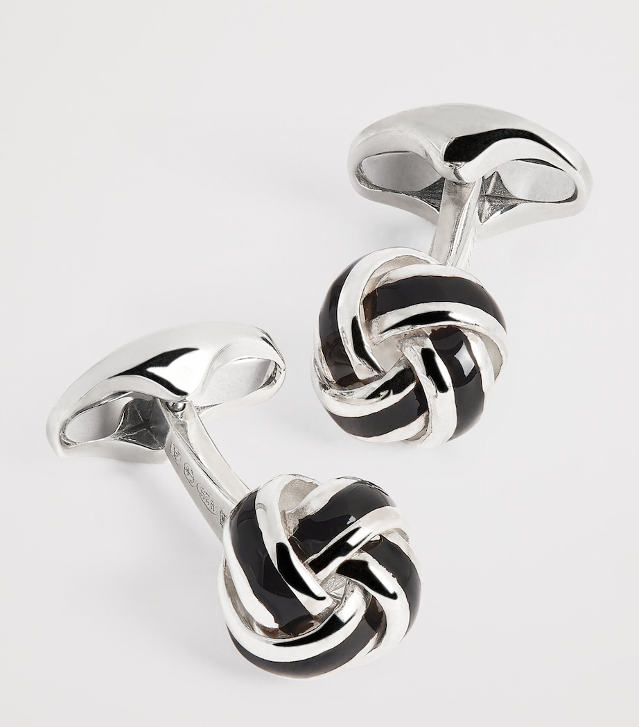 Sterling Silver and Enamel Knot Cufflinks BLACK Image 6