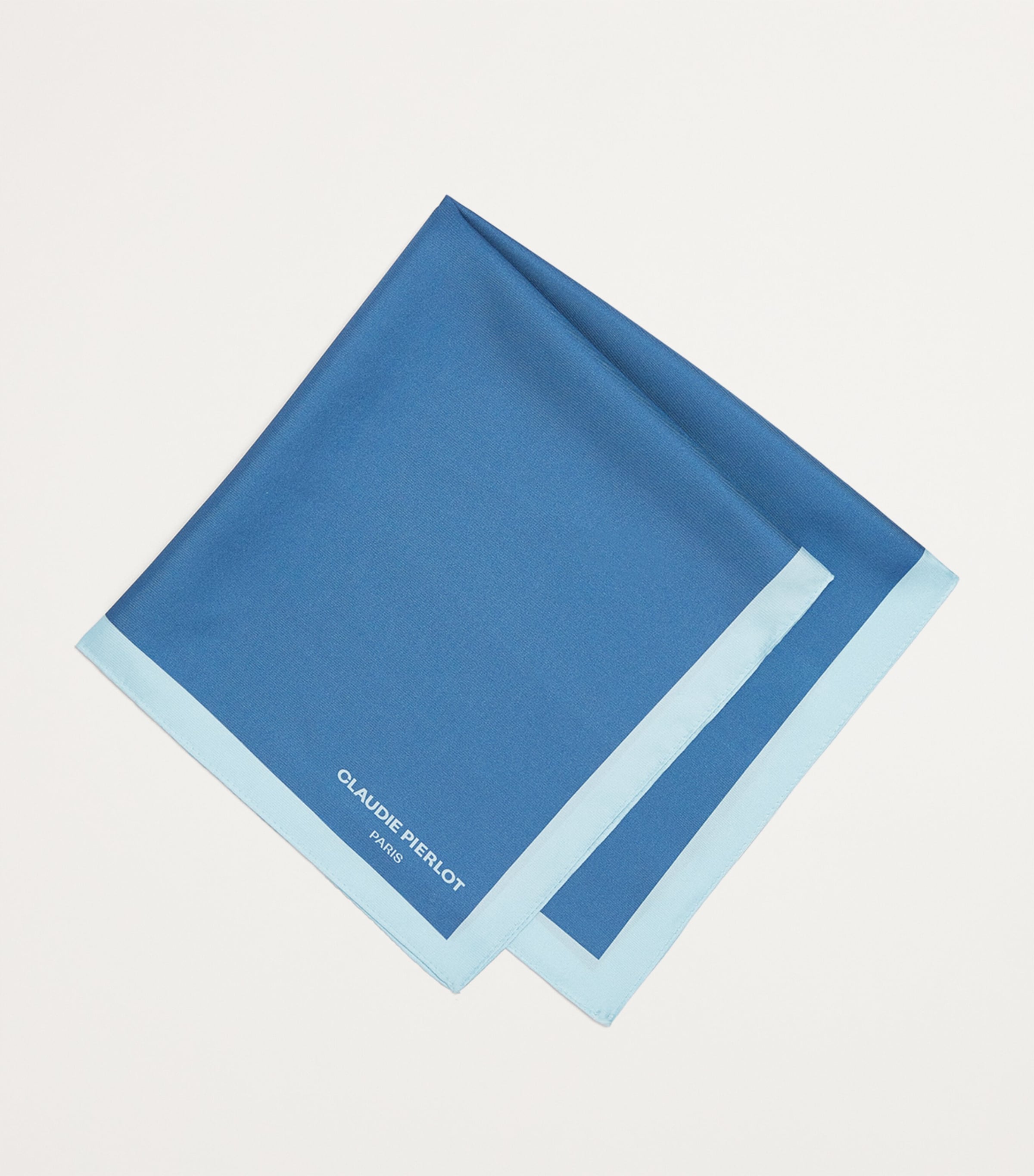 Shop Claudie Pierlot Silk Logo Square Scarf In Blue