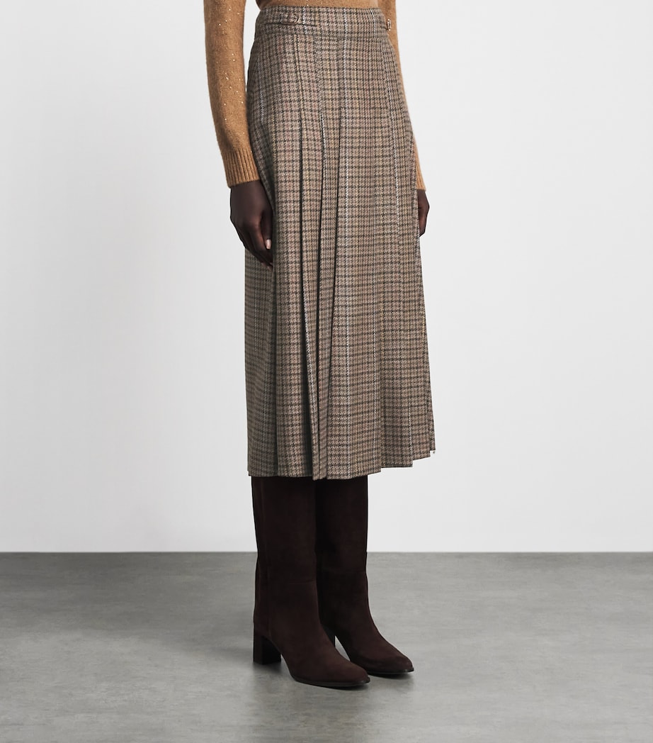 Gabriela Hearst Womens Wool-Silk Houndstooth Wesley Midi Skirt Cmm Camel Multi Image 4