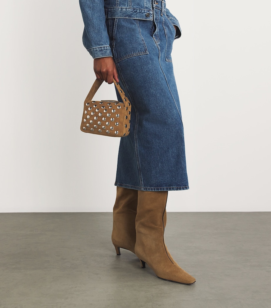 Mini Suede Elena Top-Handle Bag 737 MUD Image 5