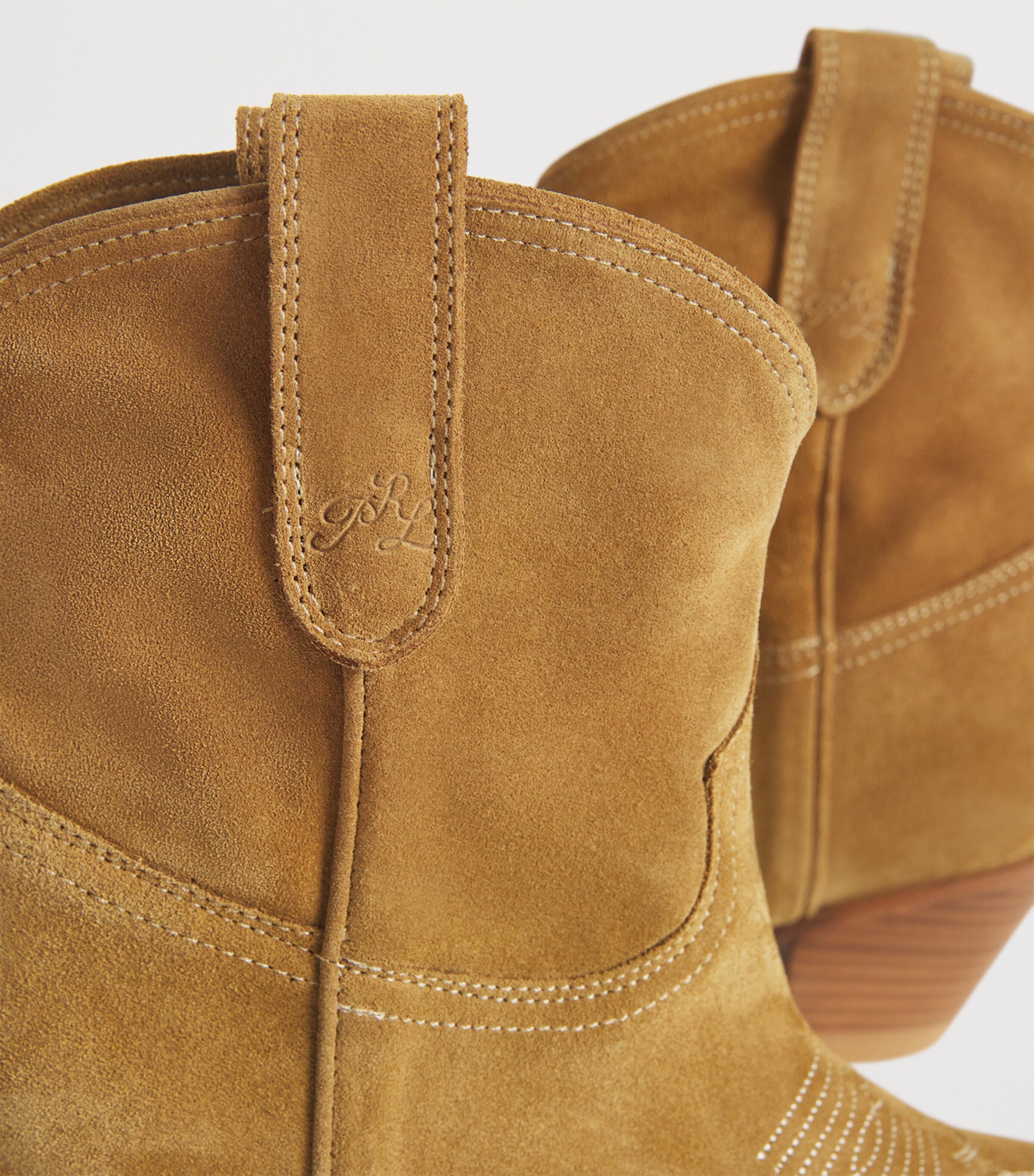 Suede Western Ankle Boots 55 CARAMEL Image 5