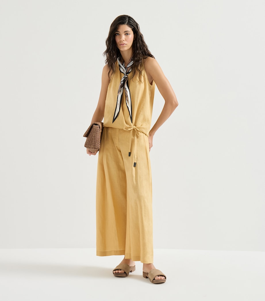 Brunello Cucinelli Womens Linen Wrap Sleeveless Top Cream Image 3
