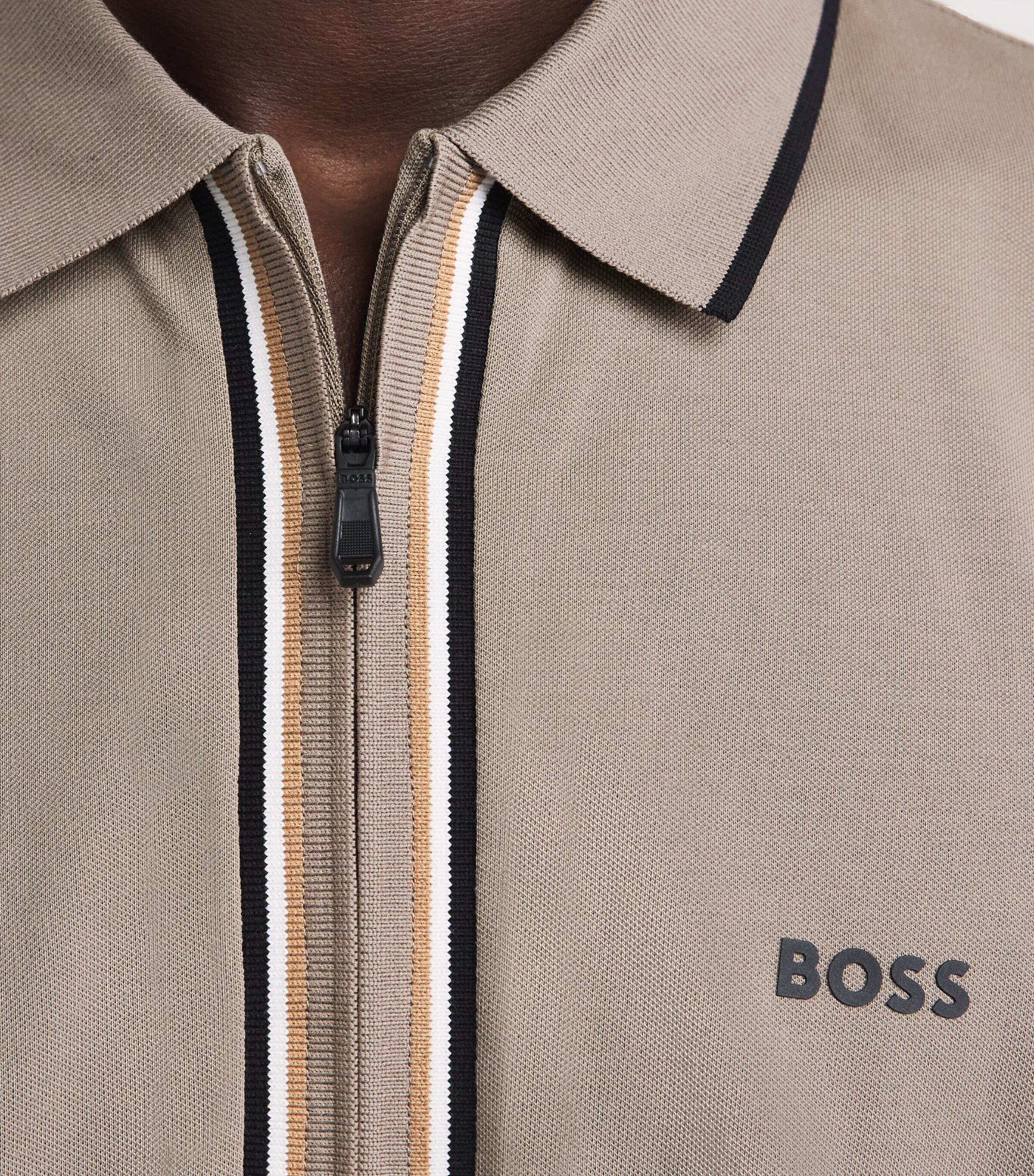 BOSS Mens Stretch-Cotton Logo Polo Shirt Pastel Green Image 3