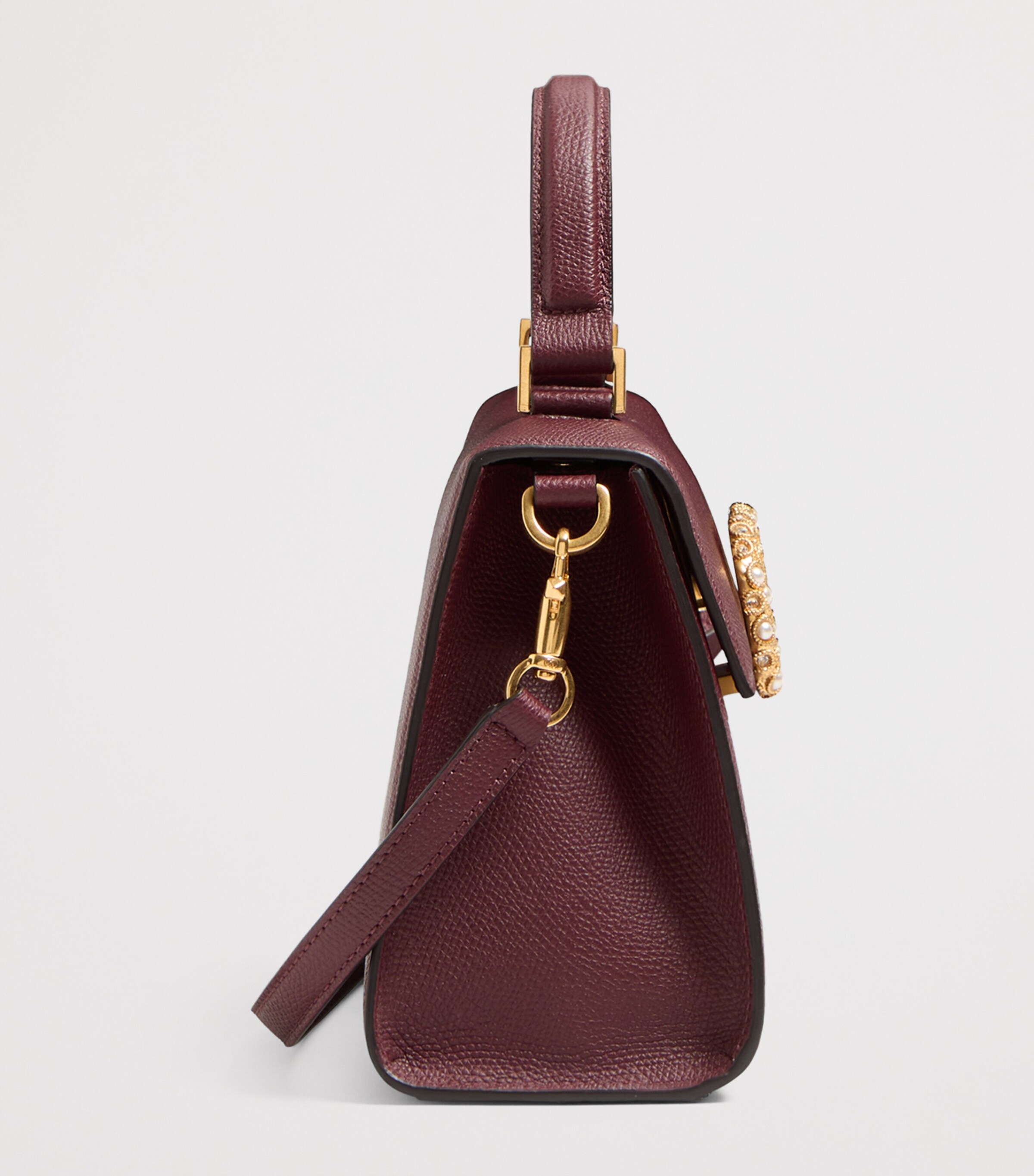 Valentino Garavani Small Calf Leather Embellished VSLING Top