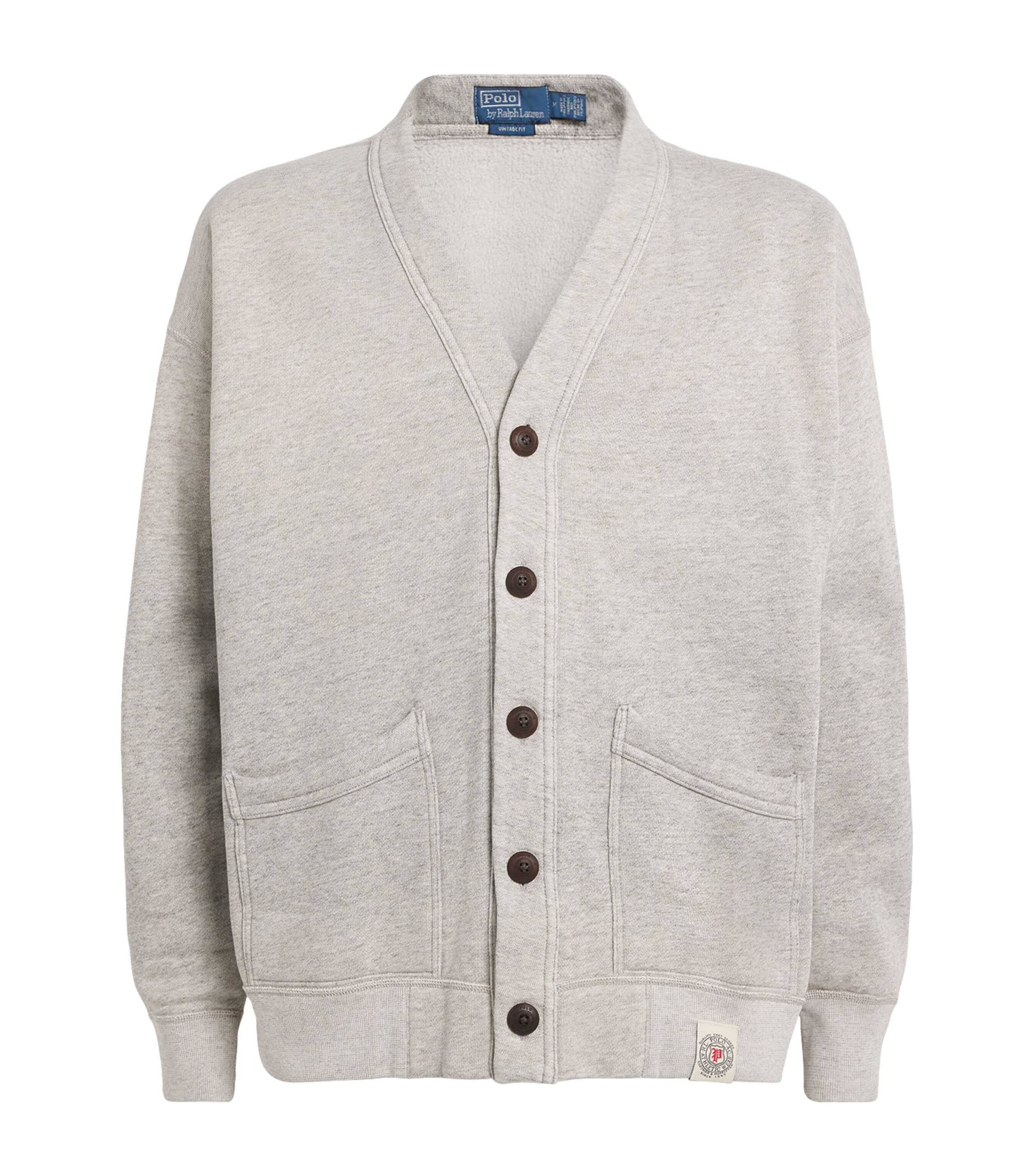 Polo Ralph Lauren Cotton-blend Fleece Vintage Fit Cardigan In Gray