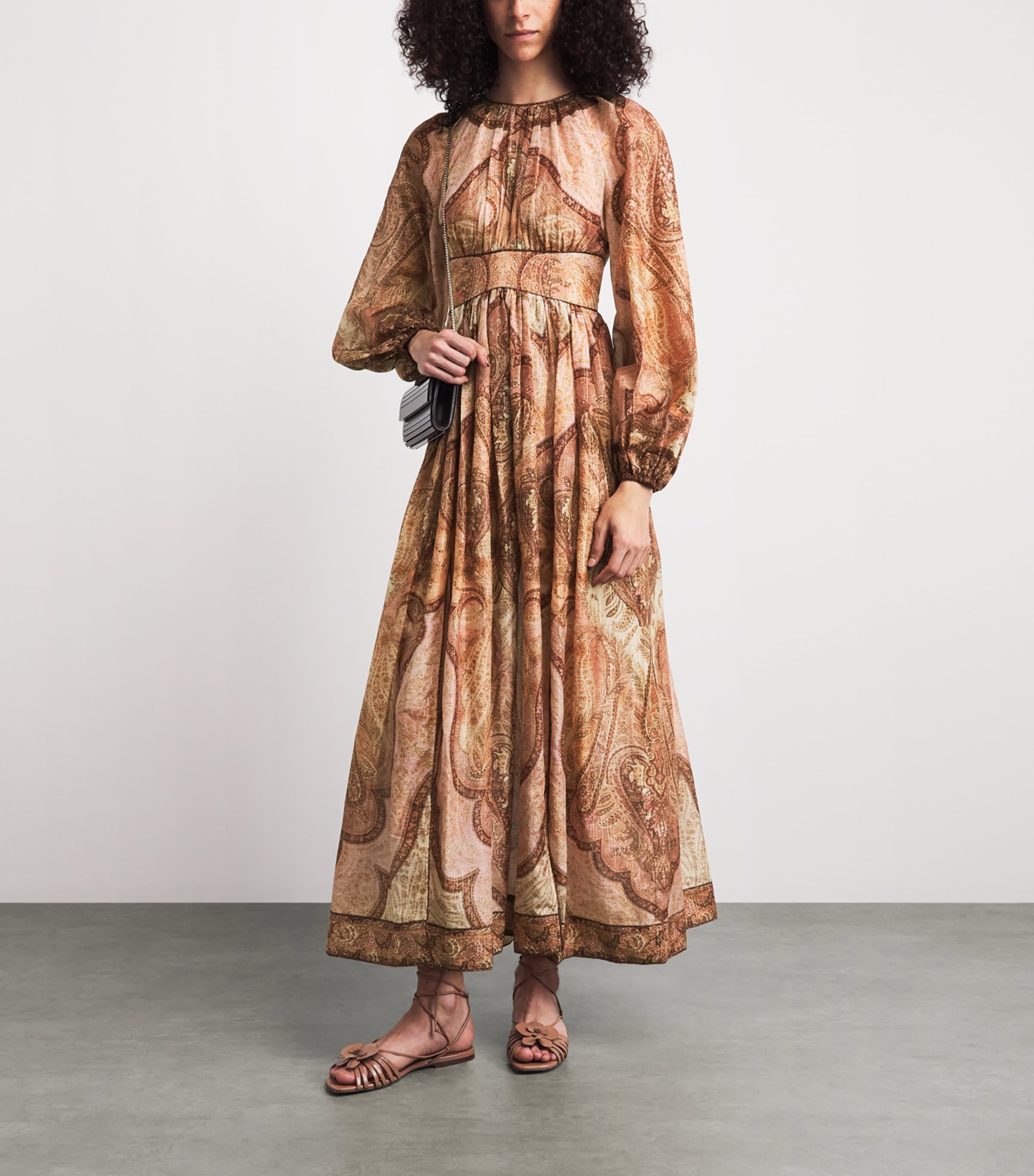 Zimmermann Womens Cotton-Silk-Blend Wanderlust Maxi Dress Tpstry Brgndy Mltbml Image 2