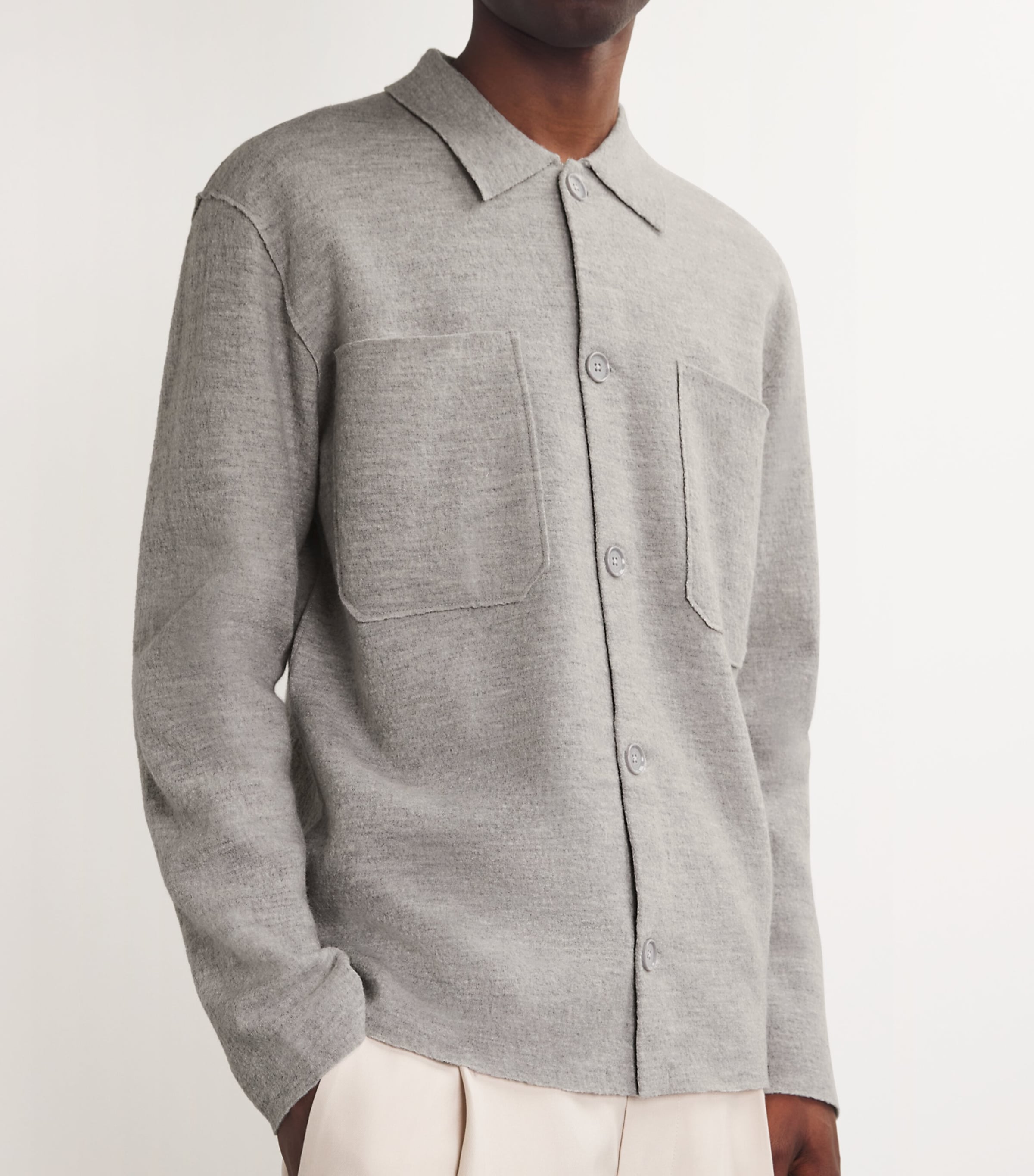 NN07 Mens Boiled Merino Jonas Overshirt Grey Melange Image 6
