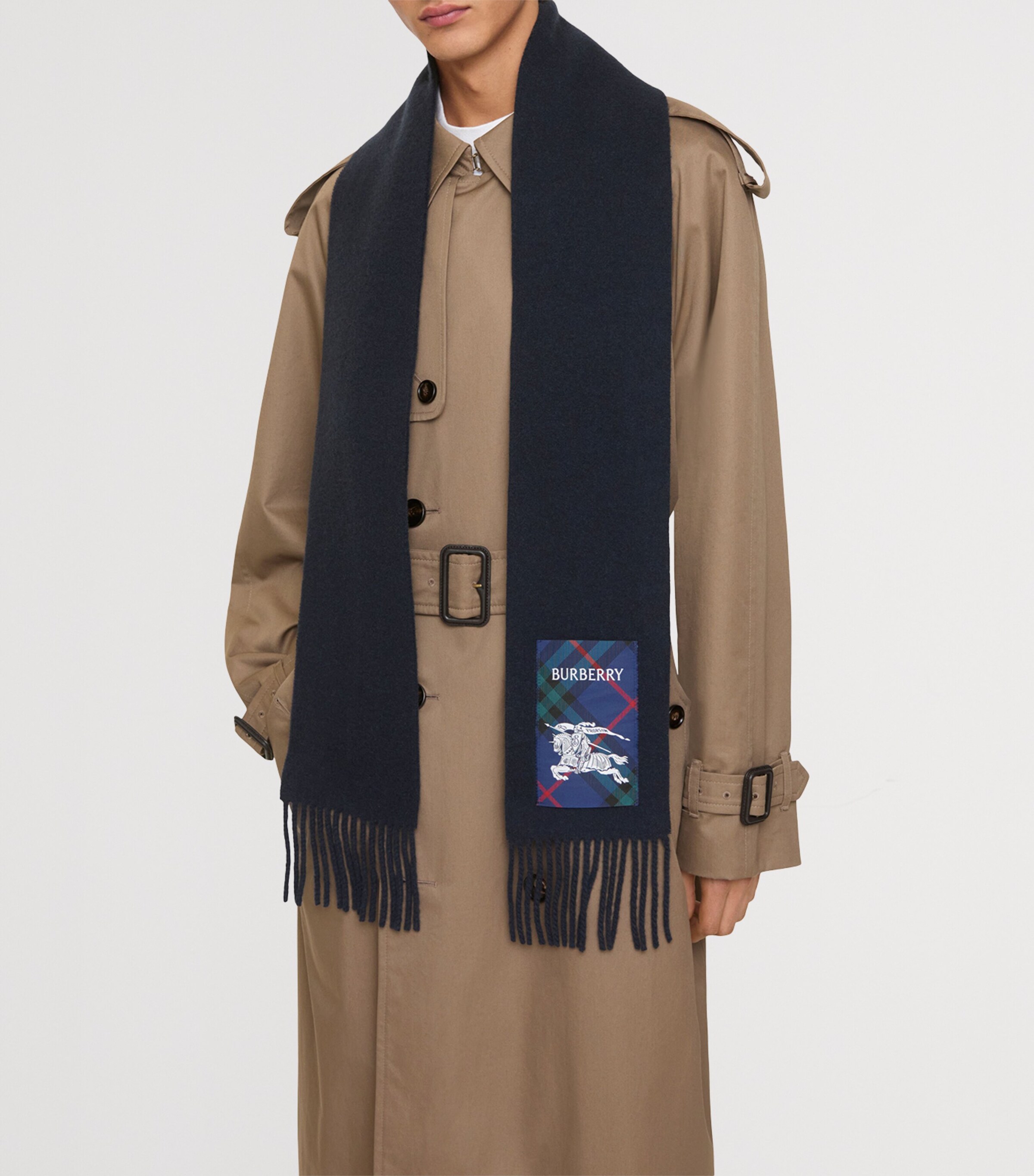 Cashmere Check Patch Scarf BUGLE BLUE Image 3