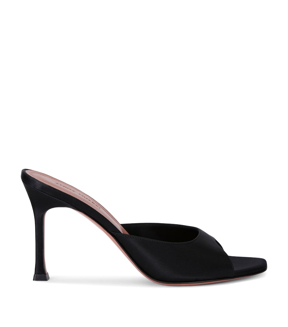 Amina Muaddi Satin Alexa Mules 90 Black Image 1