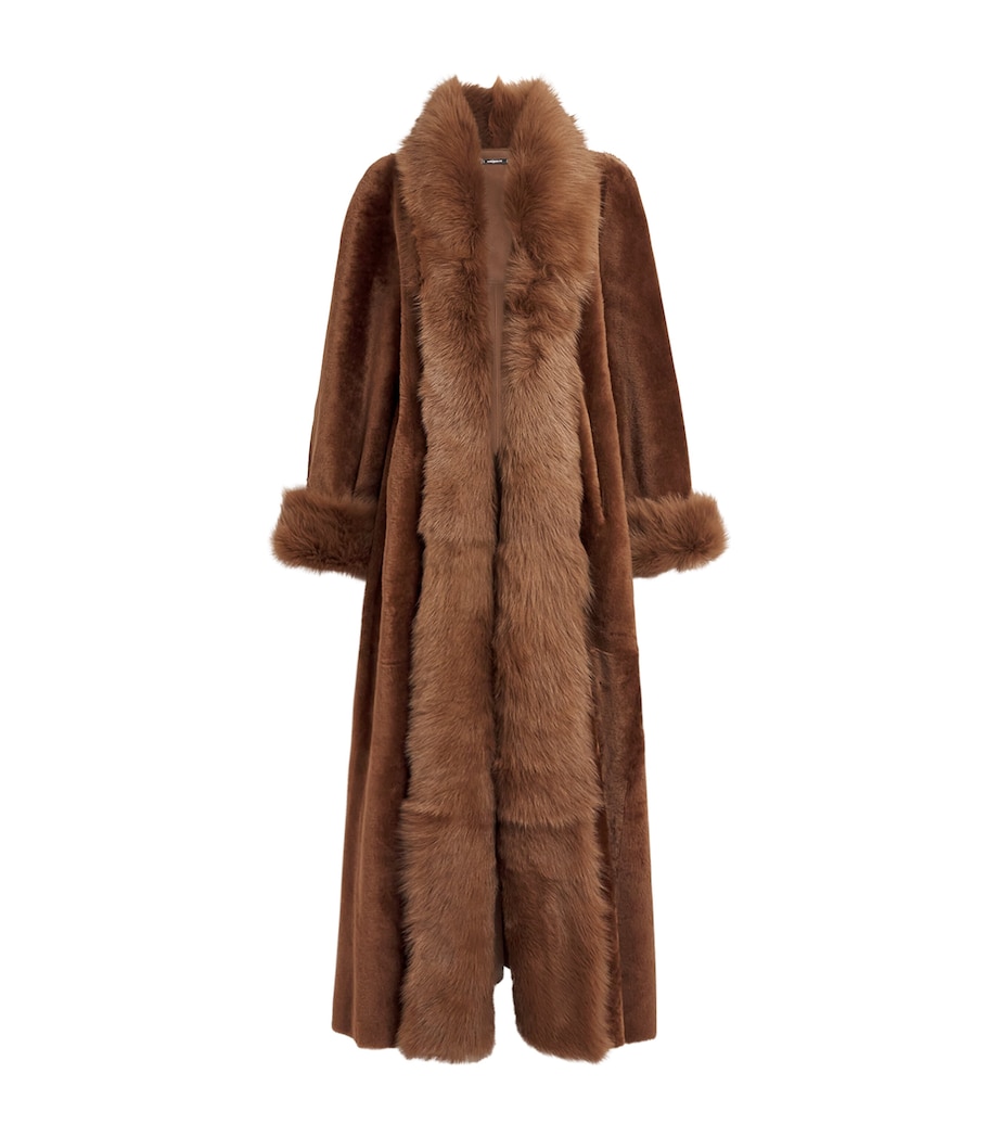Shearling Sima Long Coat TOFFEE Image 1